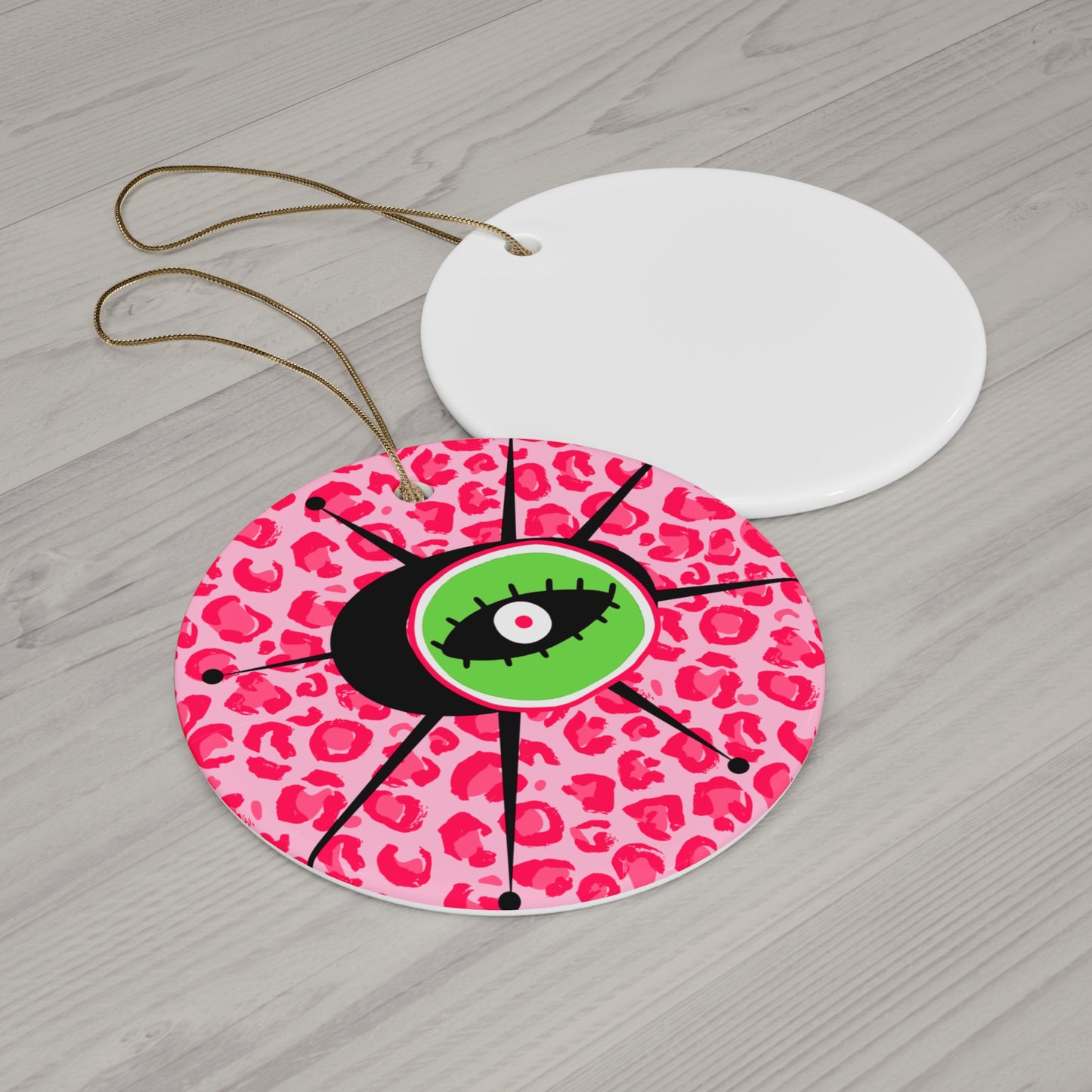 Quasar Eye Leopard MCM Hot Pink Ceramic Ornament