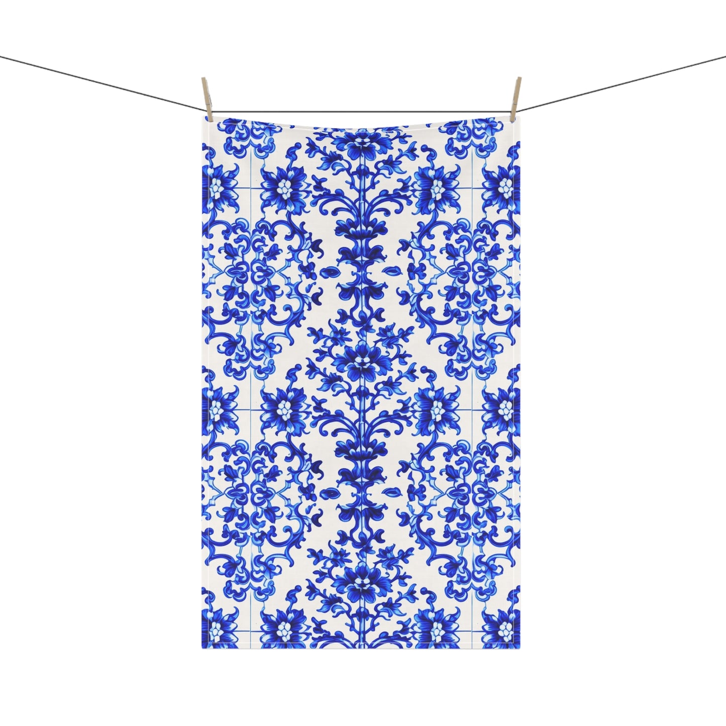 Portuguese Blue and White Tile Pattern Kitchen Tea Towel/Bar Towel