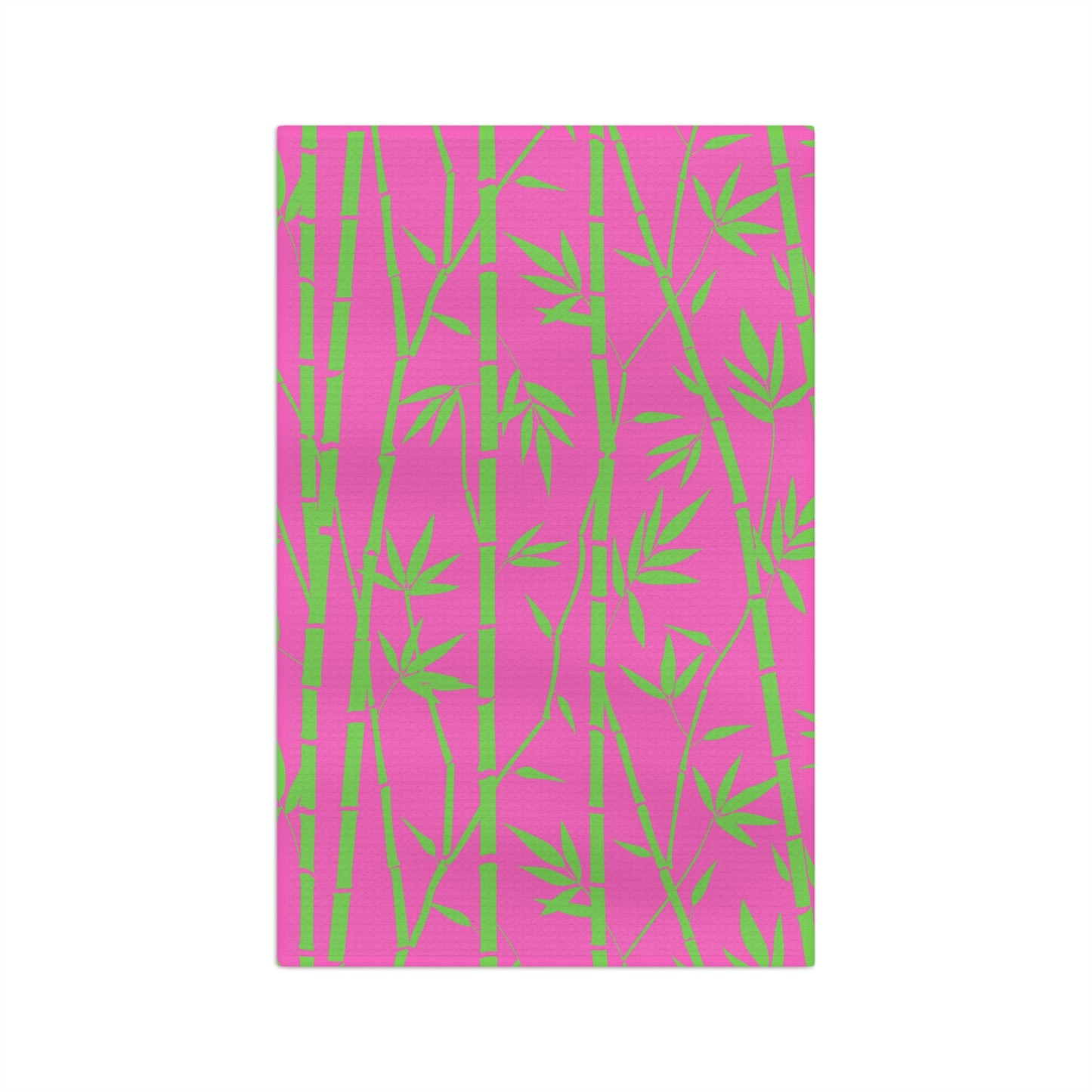 Bamboo Zen Meditation Garden Hot Pink Lime Green Kitchen Decorative Waffle Microfiber Tea Towel/Bar Towel