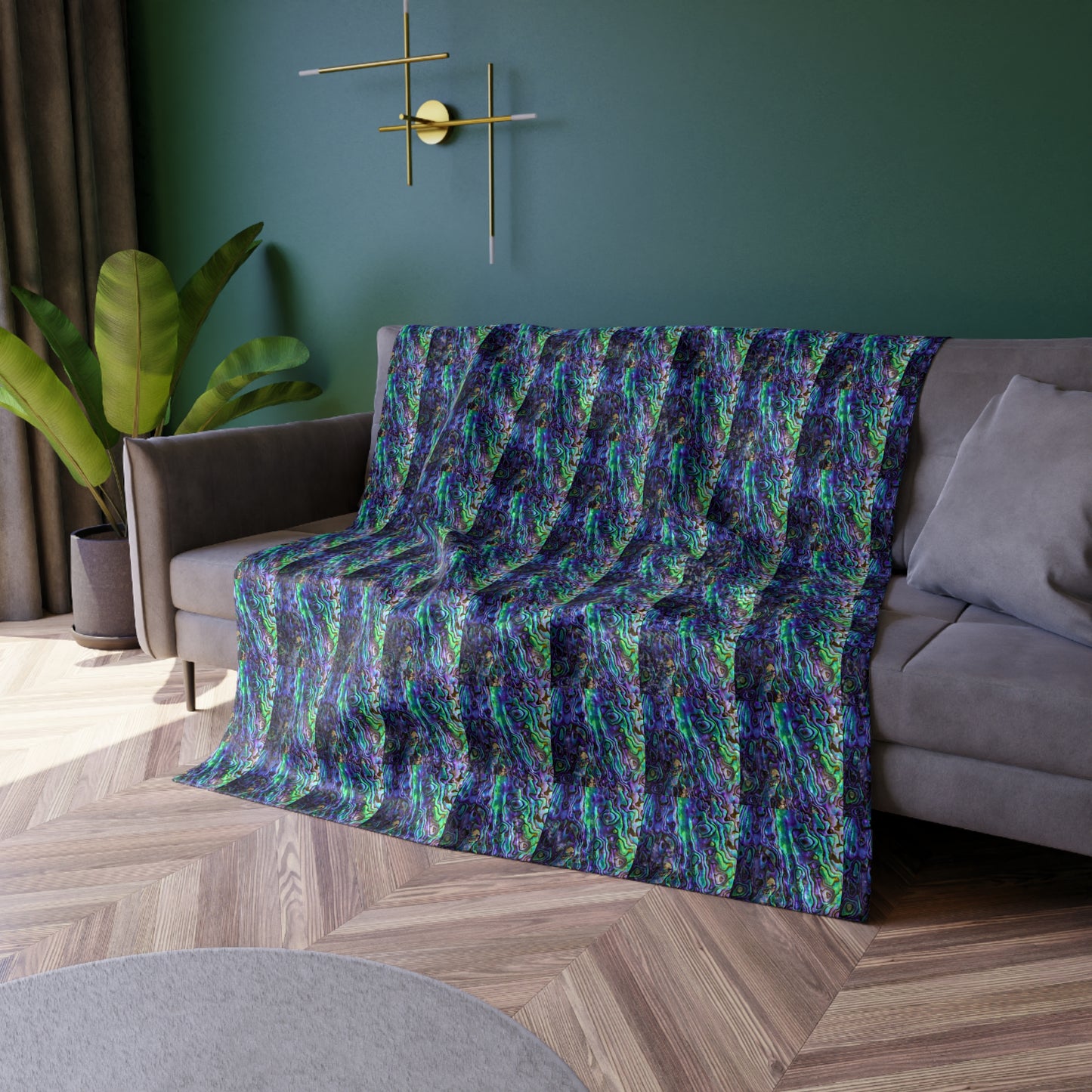 Abalone Jewels Natural Shell Ocean Abstract Warm Cozy Lounge Decorative Shimmer Crushed Velvet Blanket