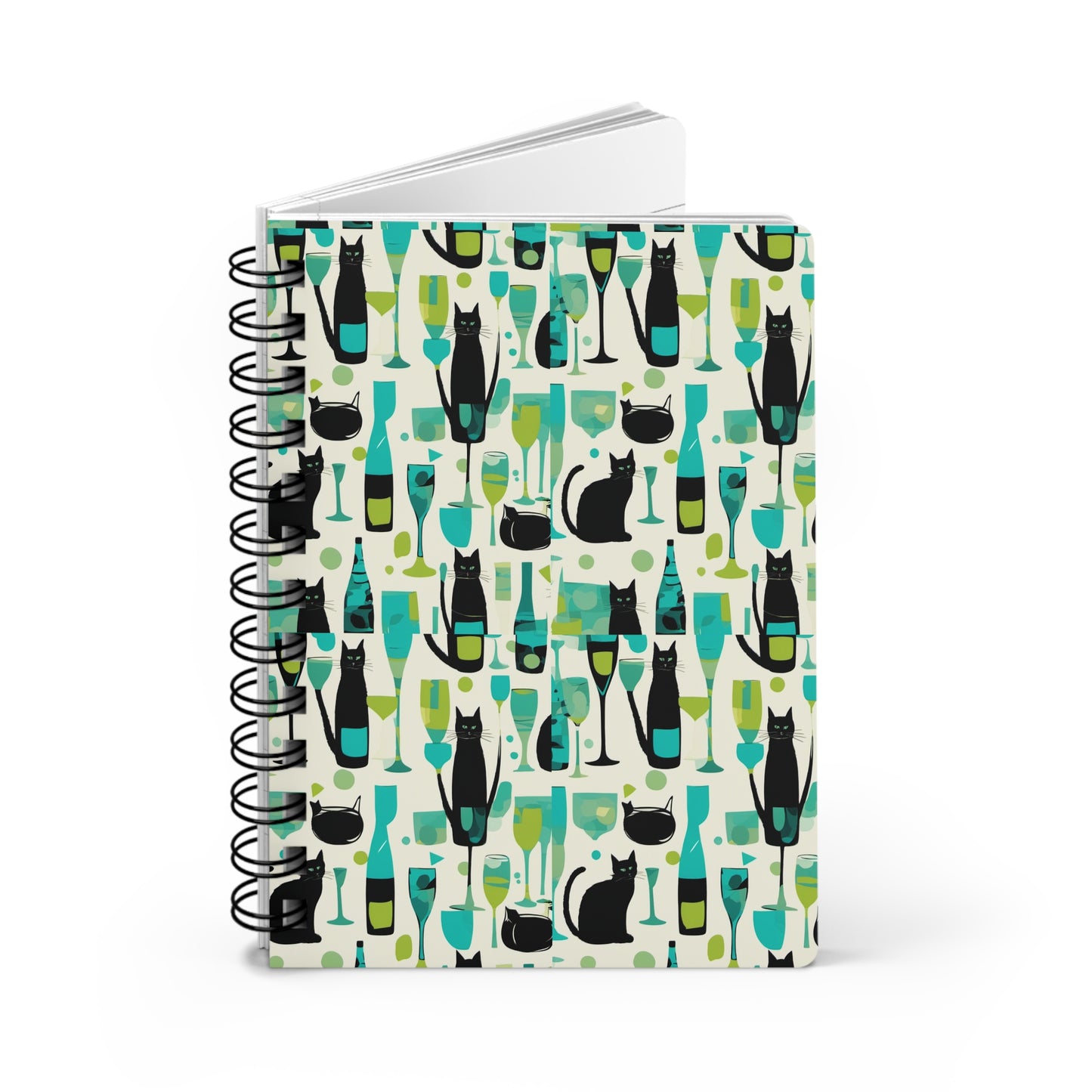 Cocktail Time Darling Midcentury Modern Writing Sketch Inspiration Spiral Bound Journal