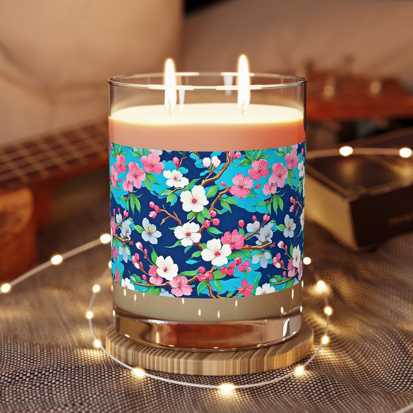 Cherry Blossoms Japanese Floral Decorative Aromatherapy Natural Essential Oils Scented Accent Candle - Full Glass, 11oz