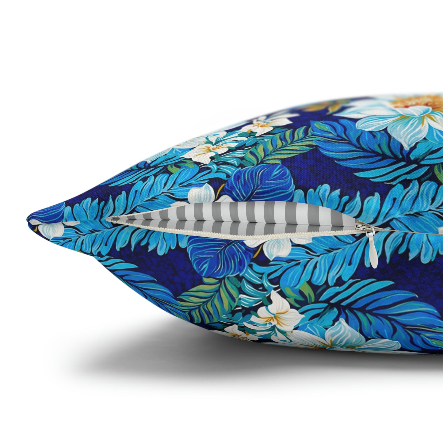 Hawaiian White Orchid Tropical Paradise Luau Decorative Spun Polyester Pillow Cover