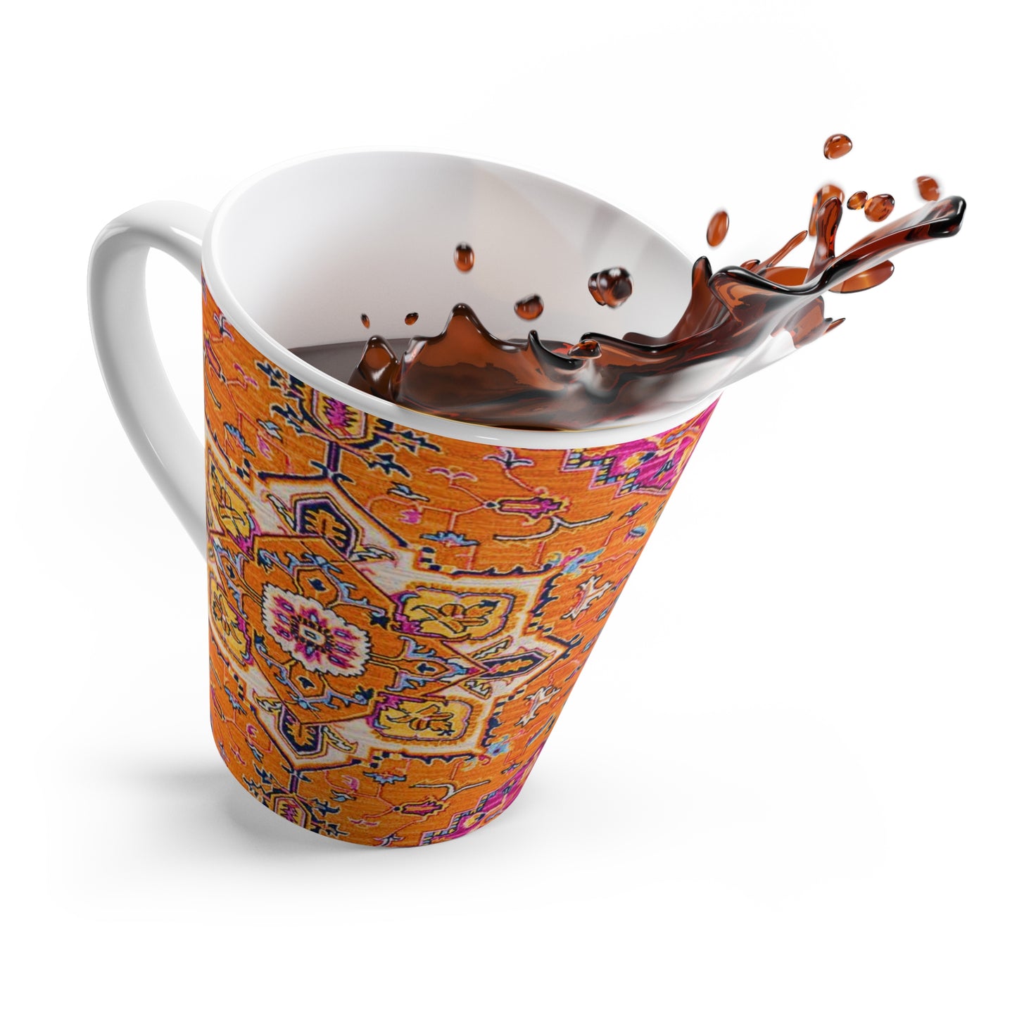 Berber Tribal Nomad Orange Pink Pattern Bohemian Hot Beverage Tea Coffee Cappuccino Decorative Latte Mug