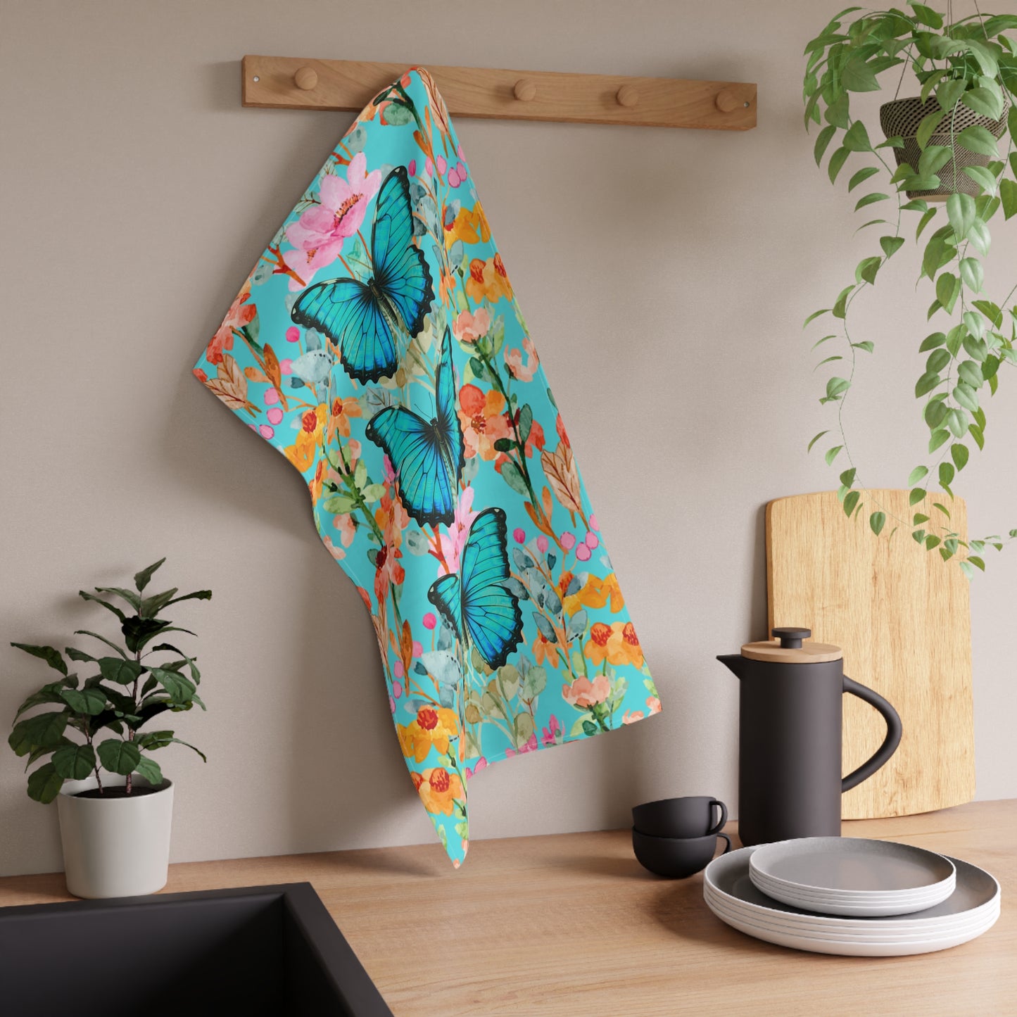 Wildflower Fields Turquoise Kitchen Towel / Tea Towel / Bar Towel