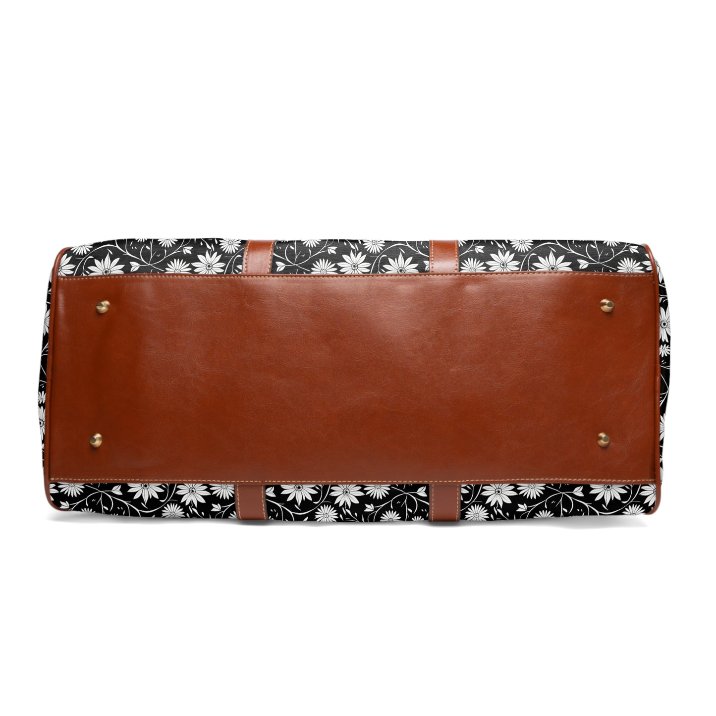 Field of Scandinavian Black and White Daisies 1970s Floral Pattern Waterproof Travel Bag