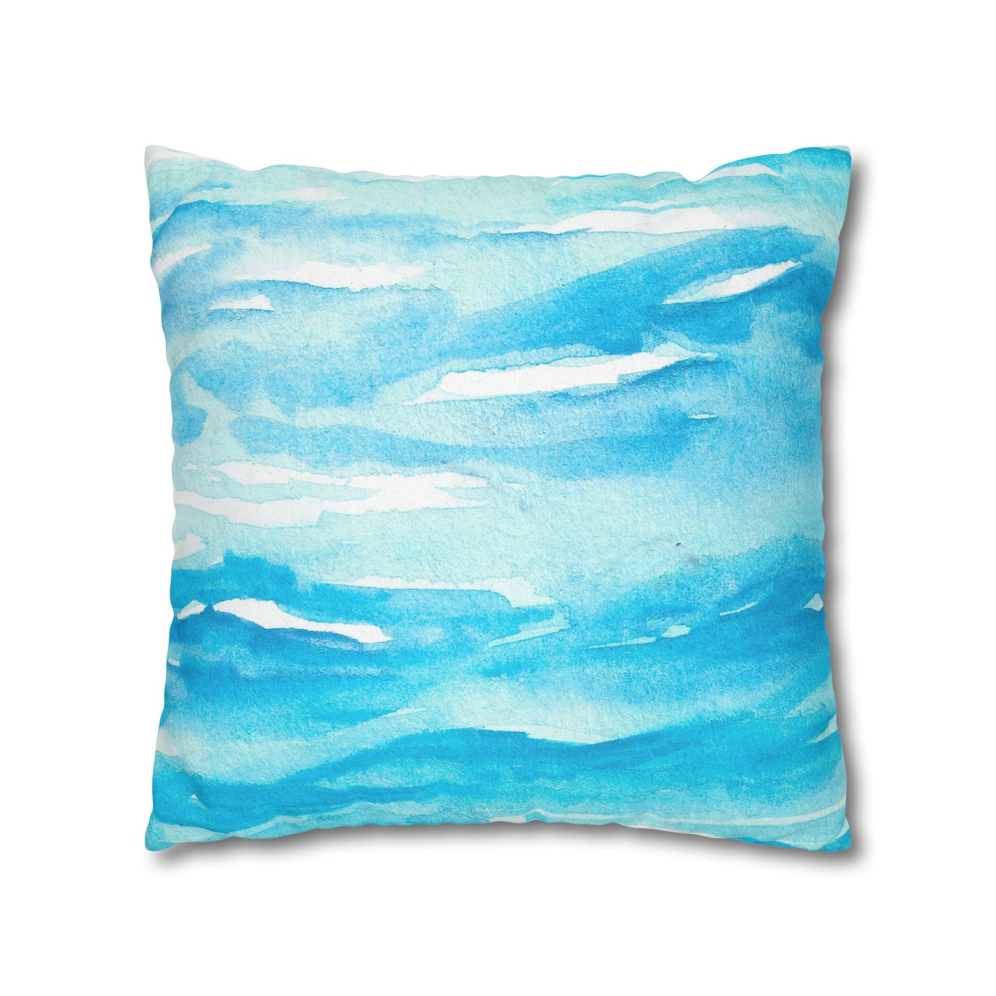 Coastal Summer Starfish Watercolor Square Poly Canvas Pillow Cover