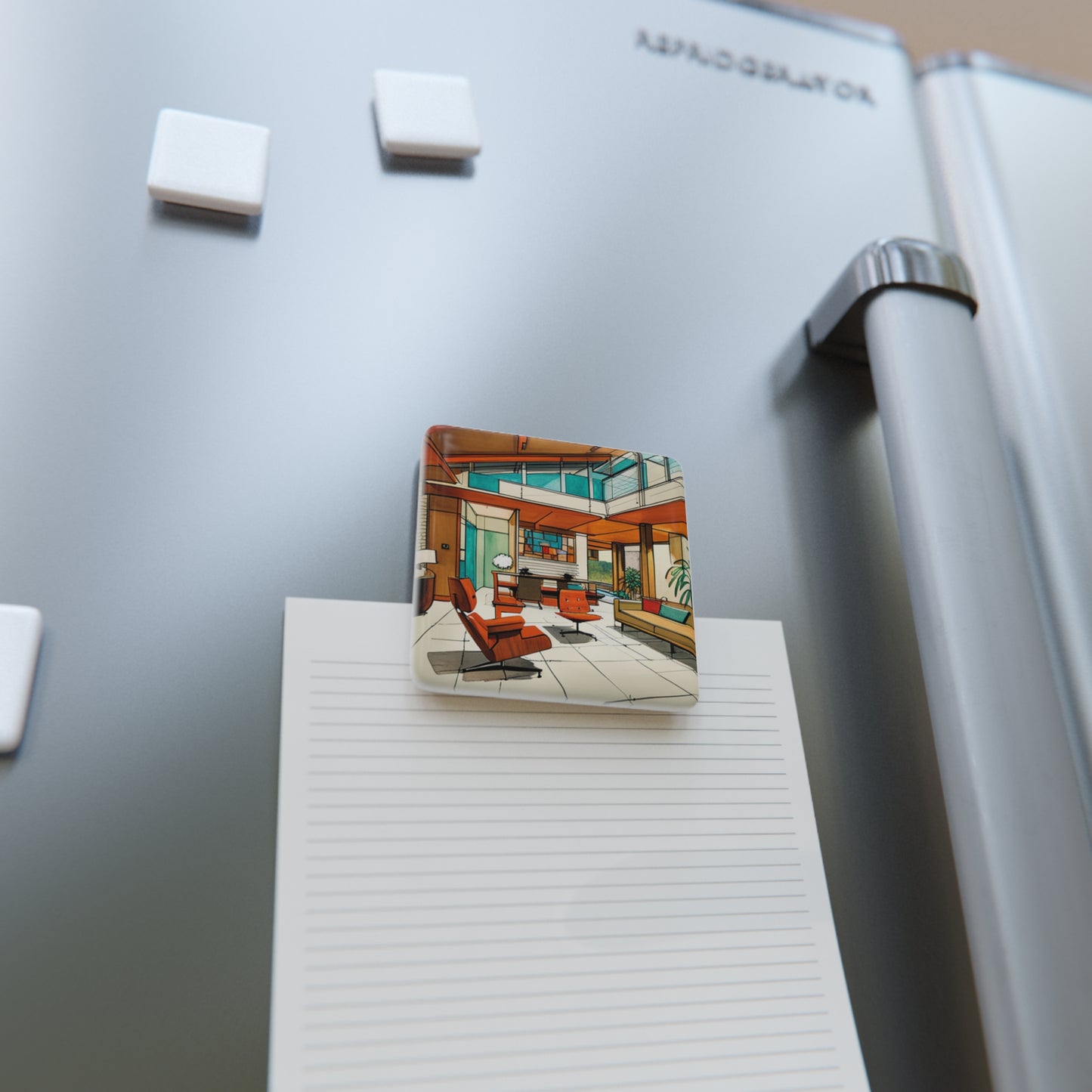 Atrium Sunroom Midcentury Modern Porcelain Magnet, Square