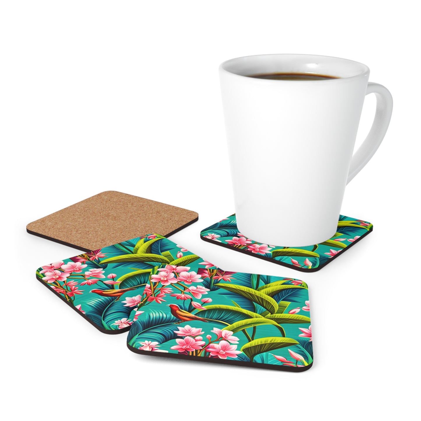 Aqua Paradise Cocktail Beverage Entertaining Corkwood Coaster Set