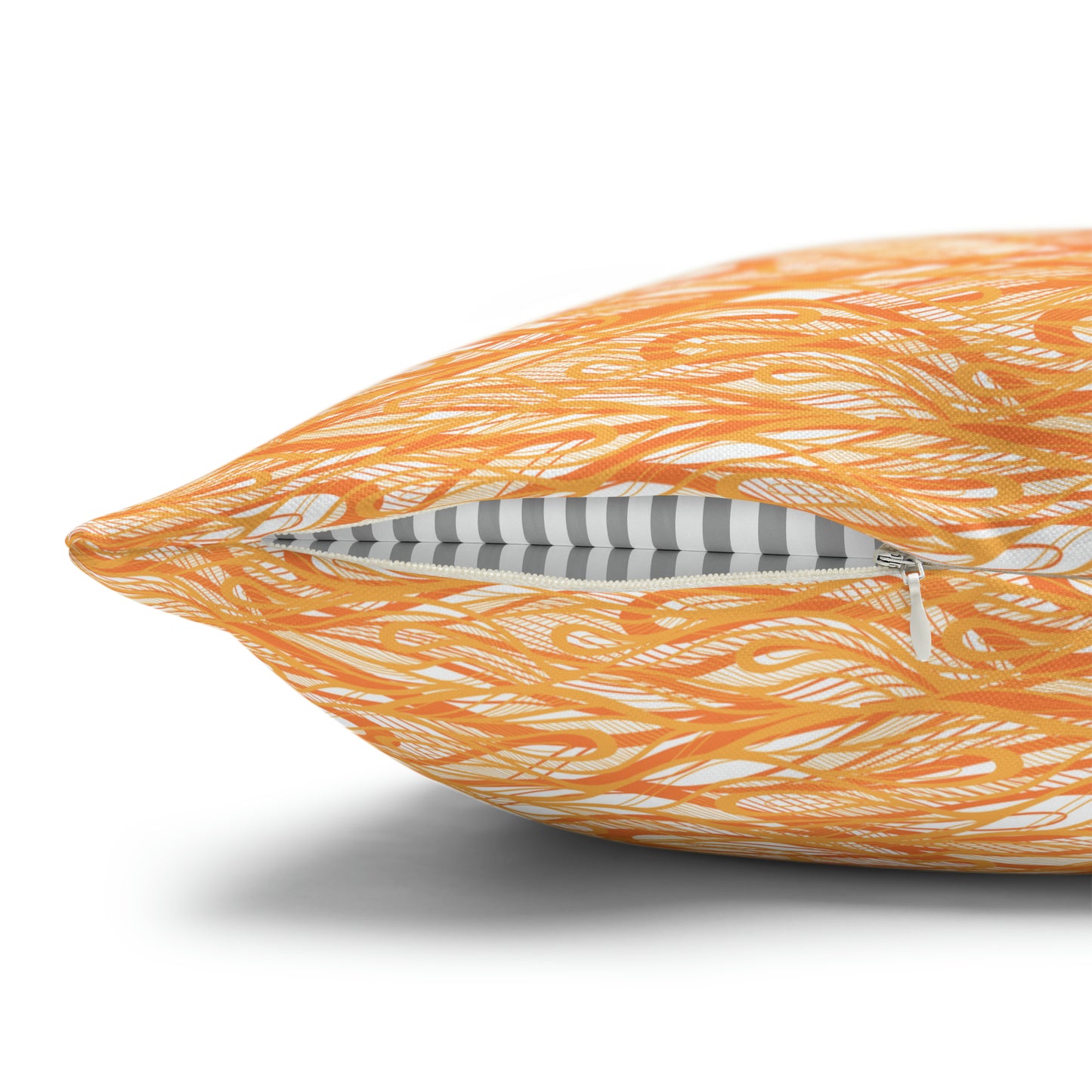 Wave Vibrations Orange Tangerine Modern Coastal Pattern Decorative Spun Polyester Pillow Cover
