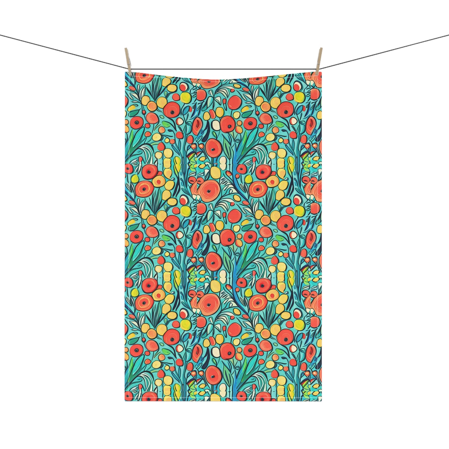 Mediterranean Tomato Garden Midcentury Modern Illustration Watercolor Decorative Kitchen Tea Towel/Bar Towel