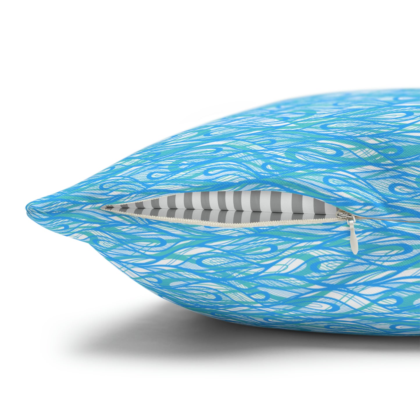 Wave Vibrations Turquoise Aqua Modern Coastal Pattern Decorative Spun Polyester Pillow Cover