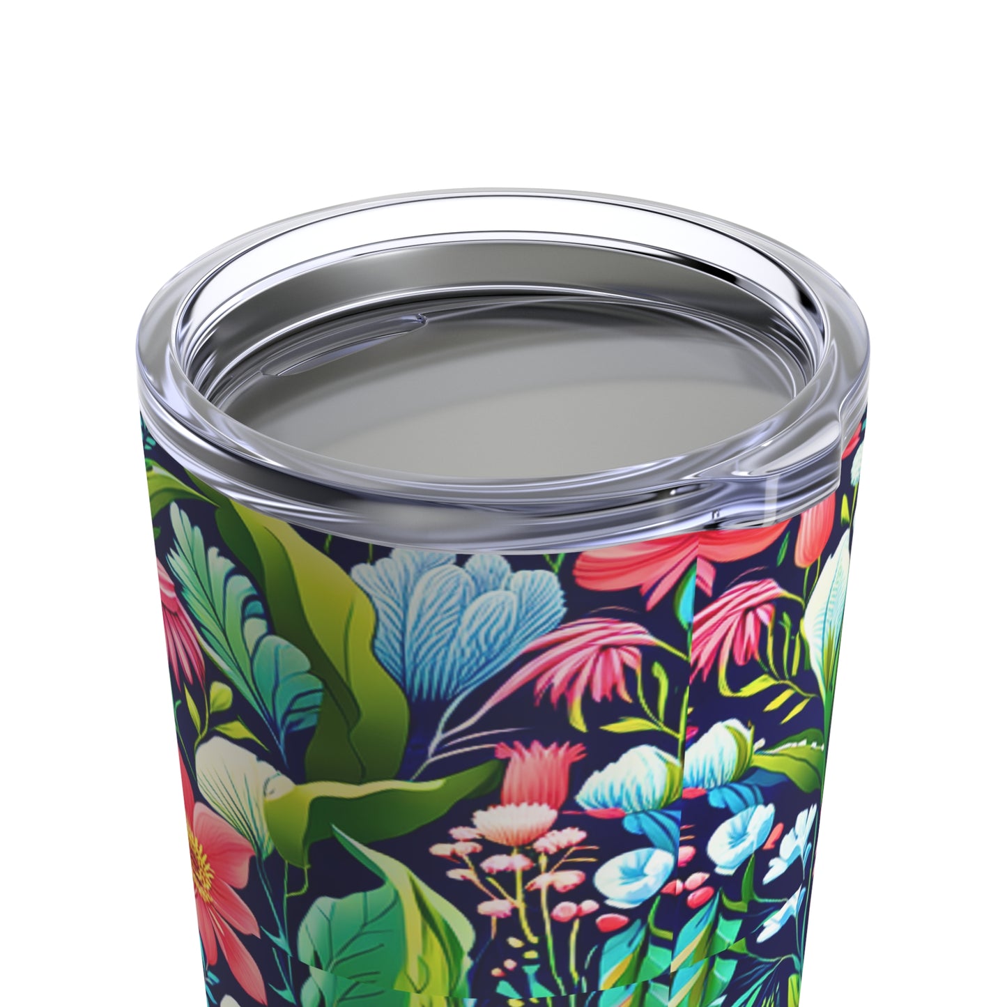 English Manor Floral Garden Tapestry Red Blue Field Flowers Hot Cold Juice Water Beverage Travel Tumbler 20oz