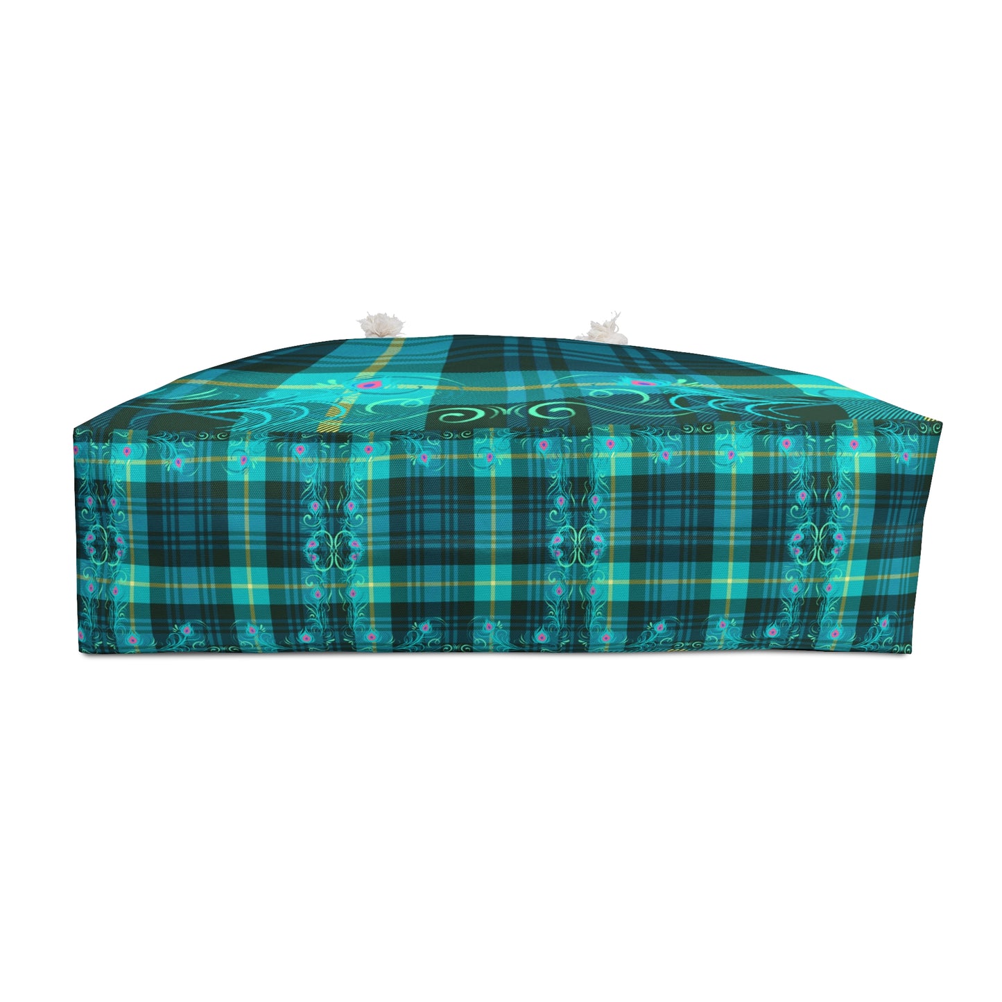 Tartan Plaid Peacock Feather Shopper Market Travel Weekender Bag