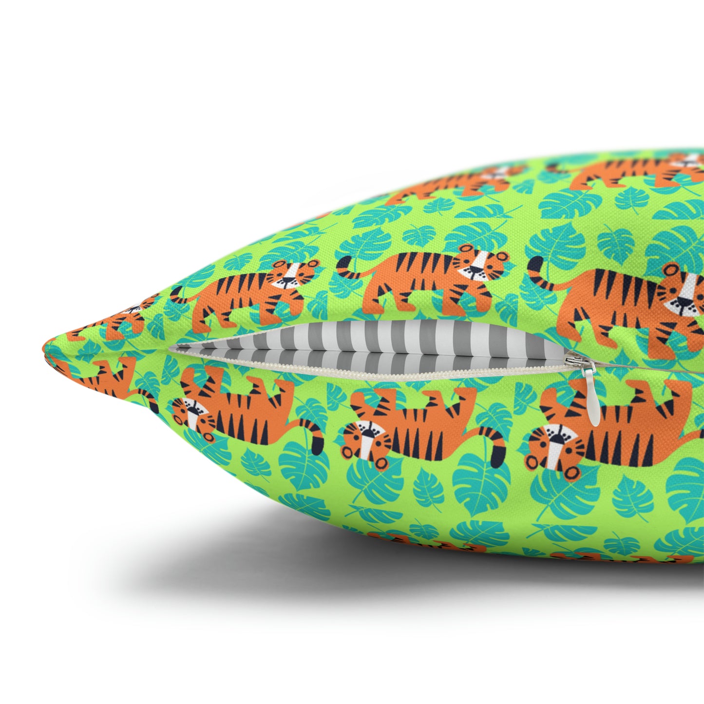 Tiger Jungle Tropical Nursery Children Playroom Decorative Spun Polyester Pillow Cover