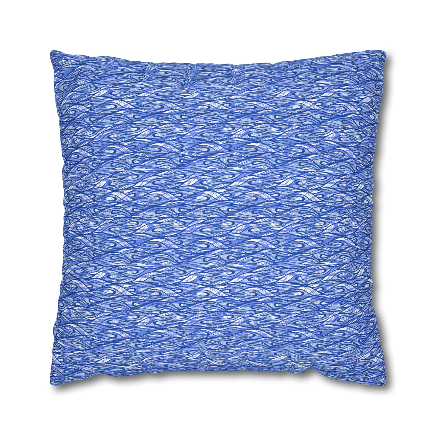 Waves Vibrations Navy Lavender Modern Coastal Pattern Decorative Spun Polyester Pillow Cover