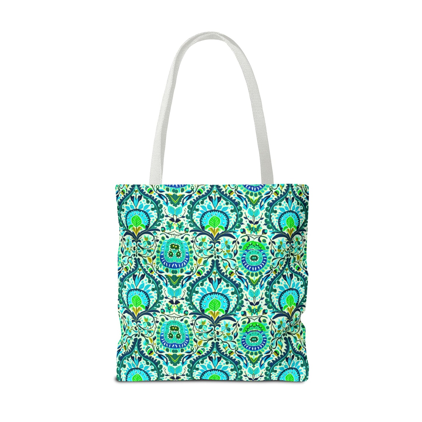 Suzani Tribal Pattern Blue and Green Bohemian Tote Bag