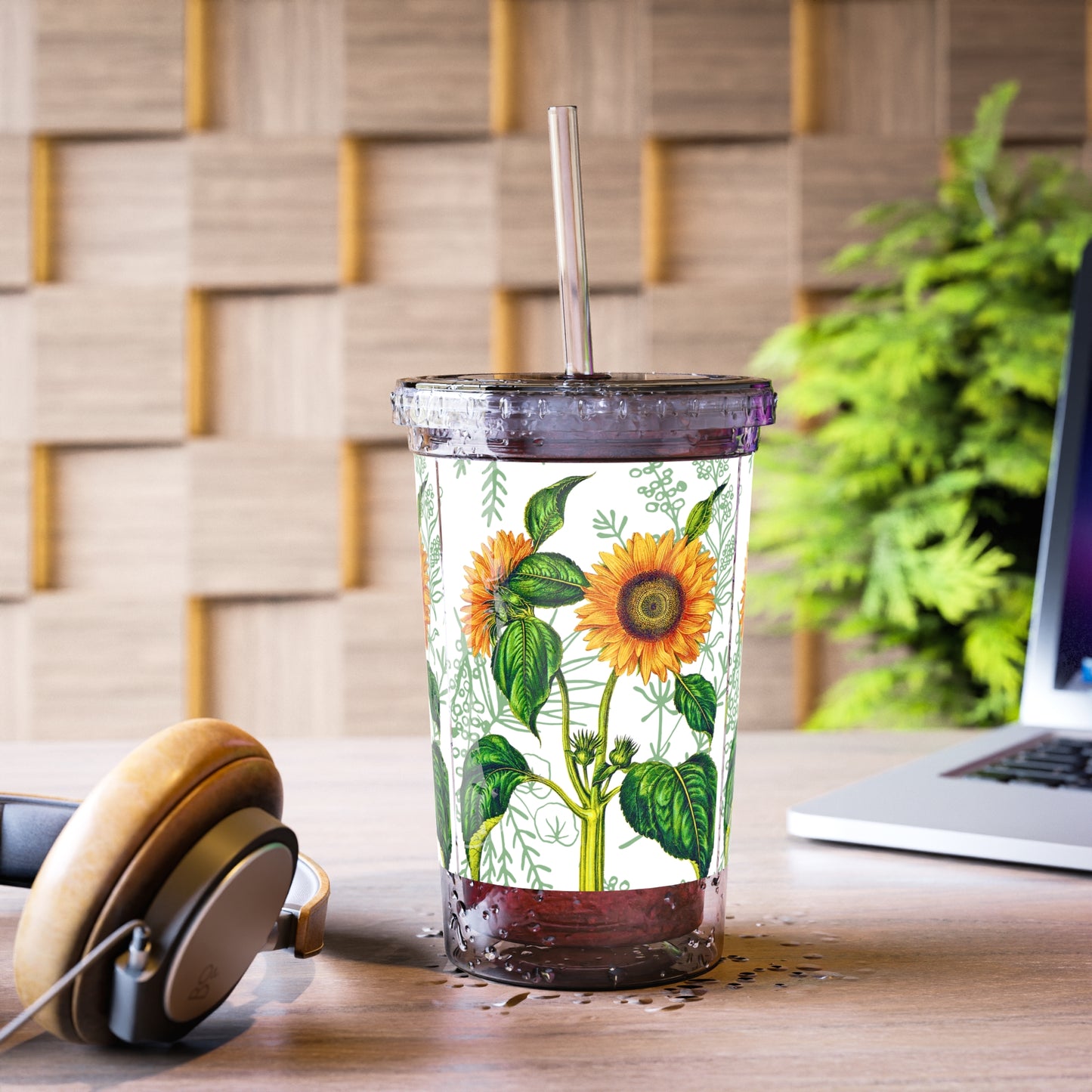 Summer Sunflower Botanical Suave Acrylic Cup