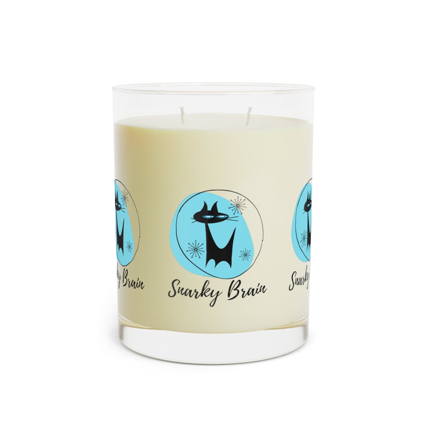 Snarky Brain Midcentury Modern Atomic Black Cat Aromatherapy Scented Candle - Full Glass, 11oz
