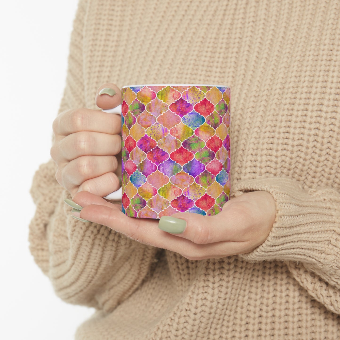 Arabesque Tile Marrakech Moroccan Multi Colored Entertaining Coffee Tea Ceramic Mug 11oz