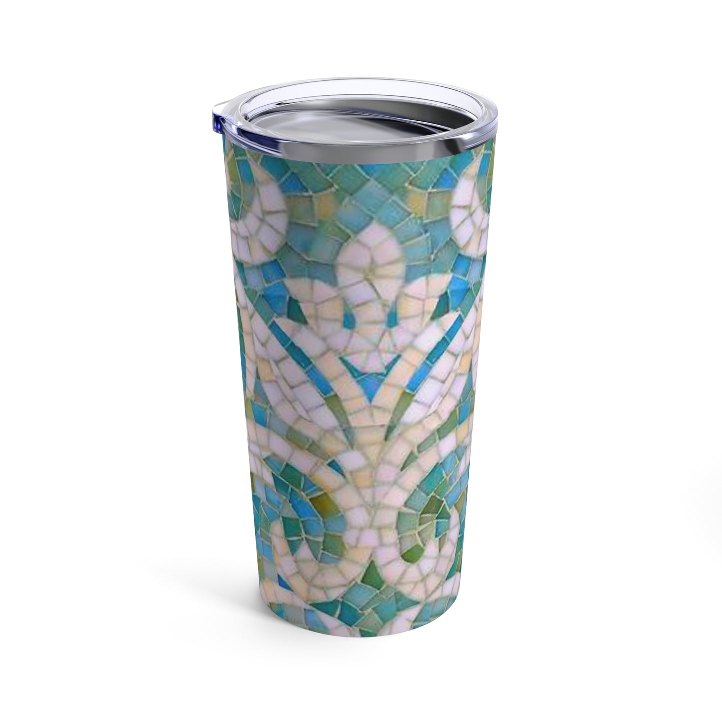 Aqua Mosaic Tile Tumbler Hot Cold Beverage Travel Tumbler 20oz