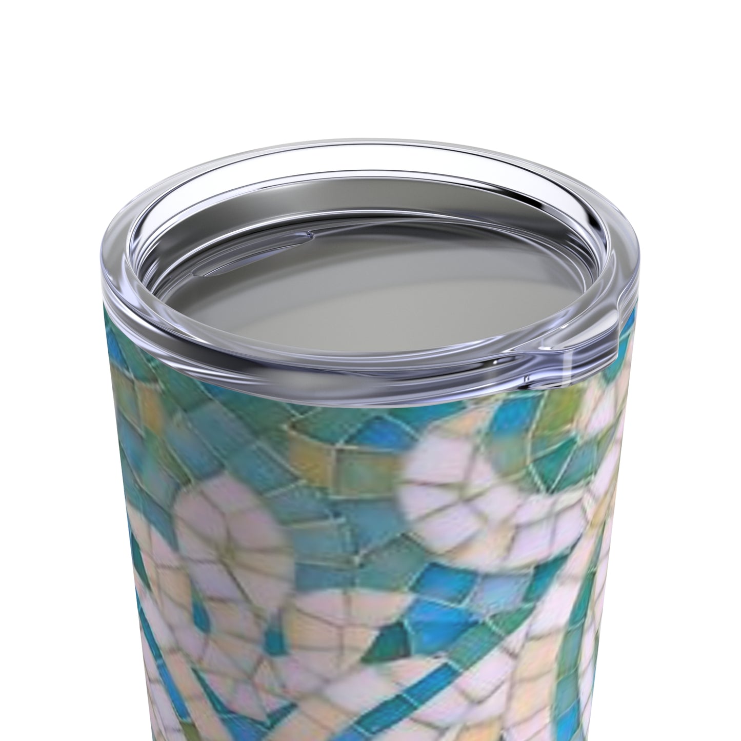 Aqua Mosaic Tile Tumbler Hot Cold Beverage Travel Tumbler 20oz