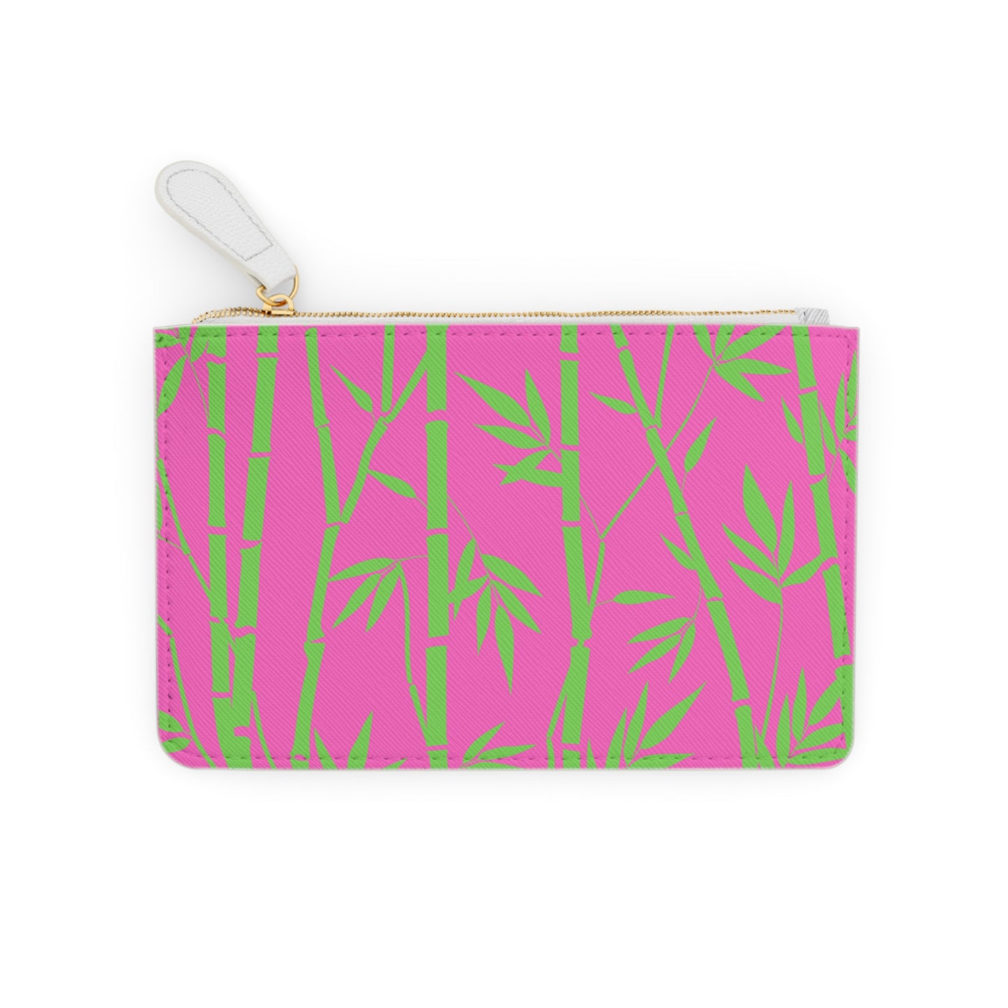 Bamboo Zen Meditation Garden Hot Pink Lime Green Lipstick Errands Accessories Mini Pouch Clutch Bag