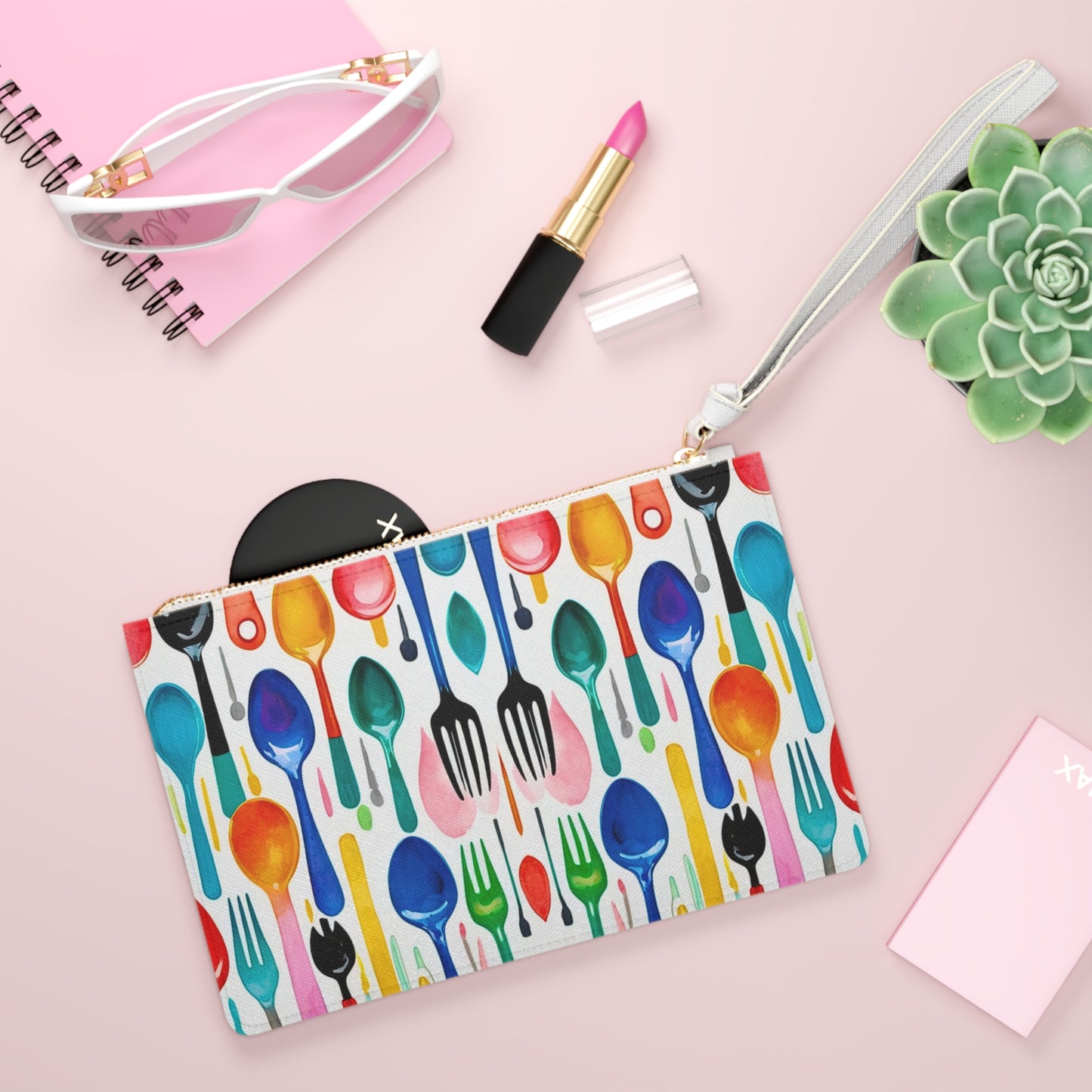 Utensils Midcentury Modern Decorative Evening Daytime Pouch Clutch Bag