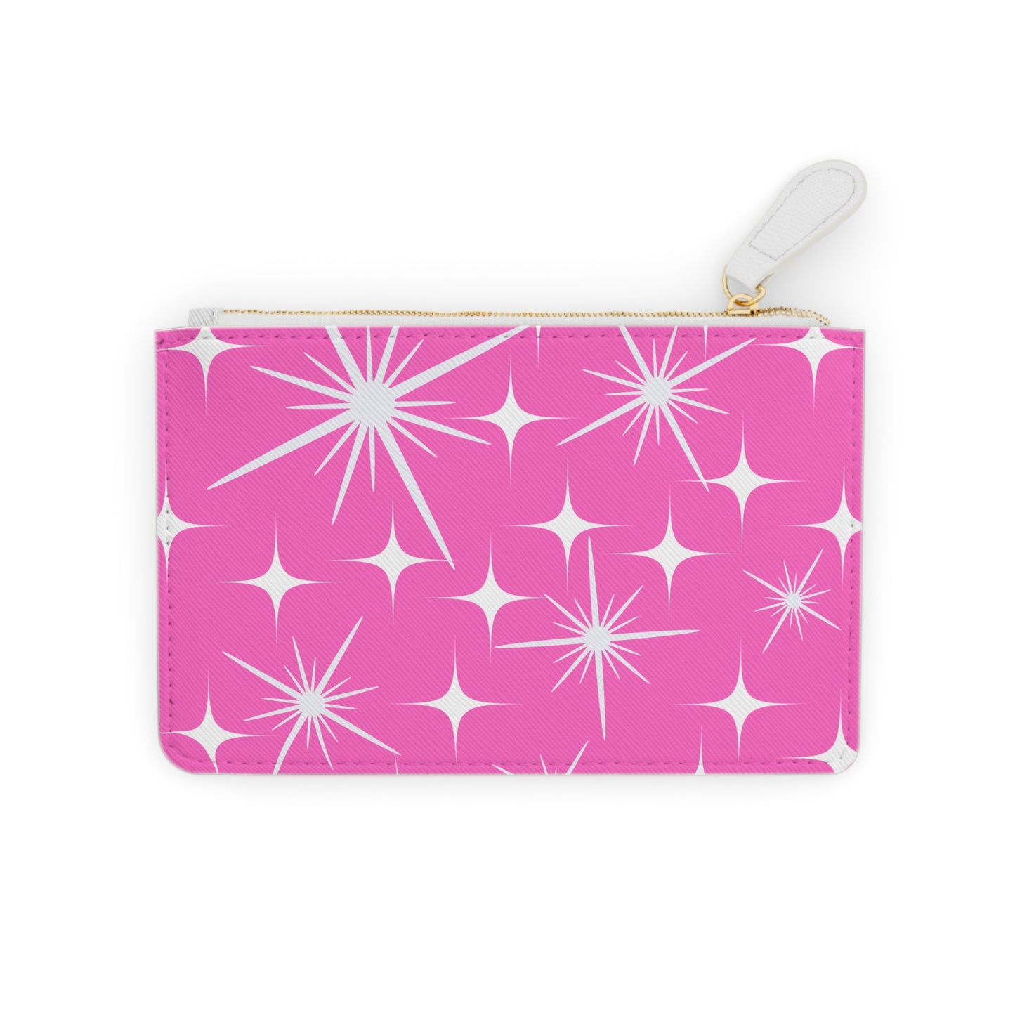 Midcentury Modern Celestial Stars Pink Coin Purse Lipstick Mini Pouch Clutch Bag