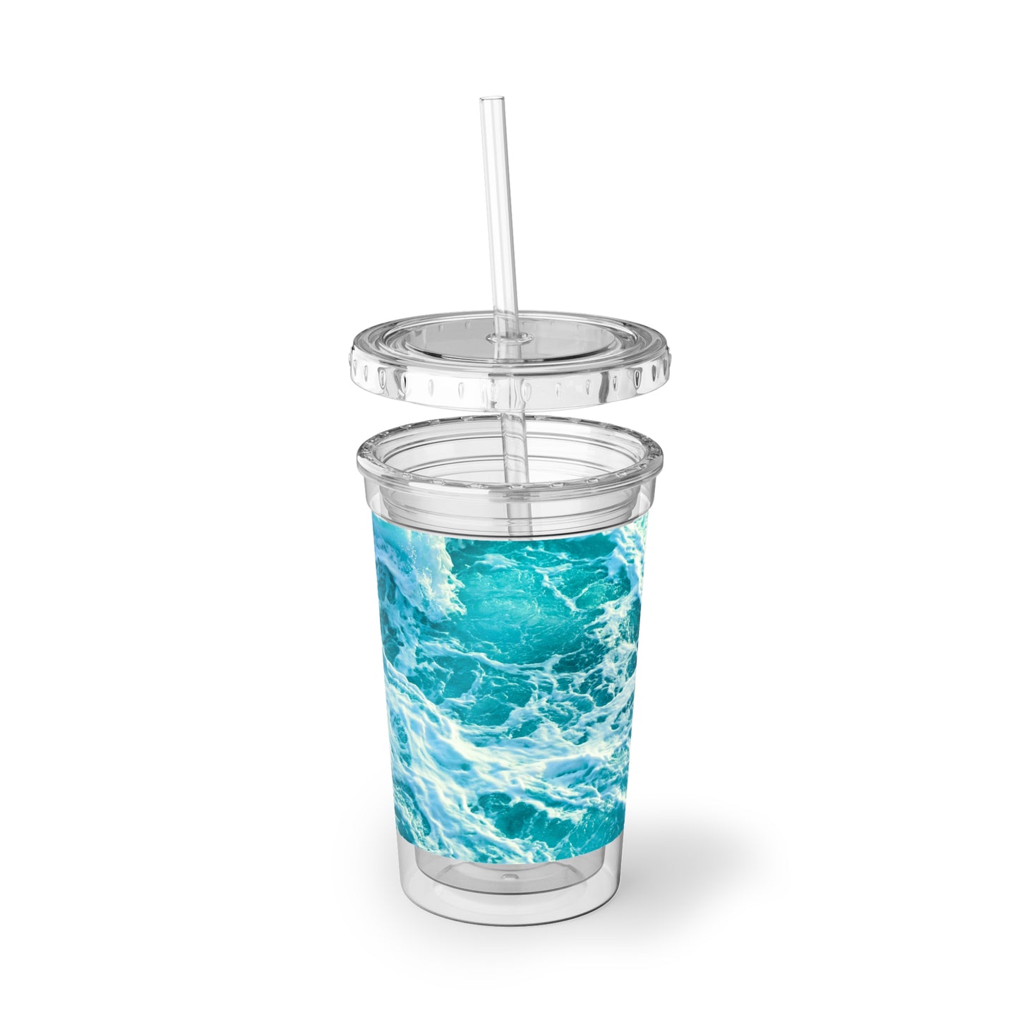 Ocean Blue Waves Coastal Beverage Travel Suave Acrylic Cup
