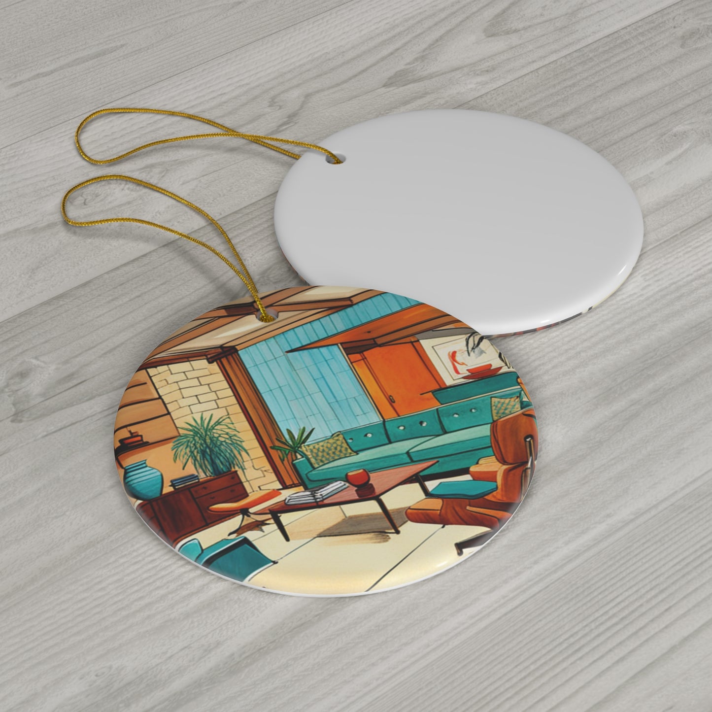 Midcentury Modern Architect Interior Designer Rendering Natural Stone Eames Ornament Ceramic Ornament