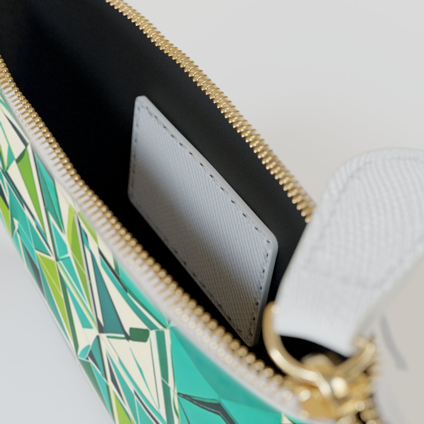 Midcentury Modern Cancun Vacation Tile Turquoise and Green Geometric Pattern Travel Coin Purse Mini Pouch Clutch Bag