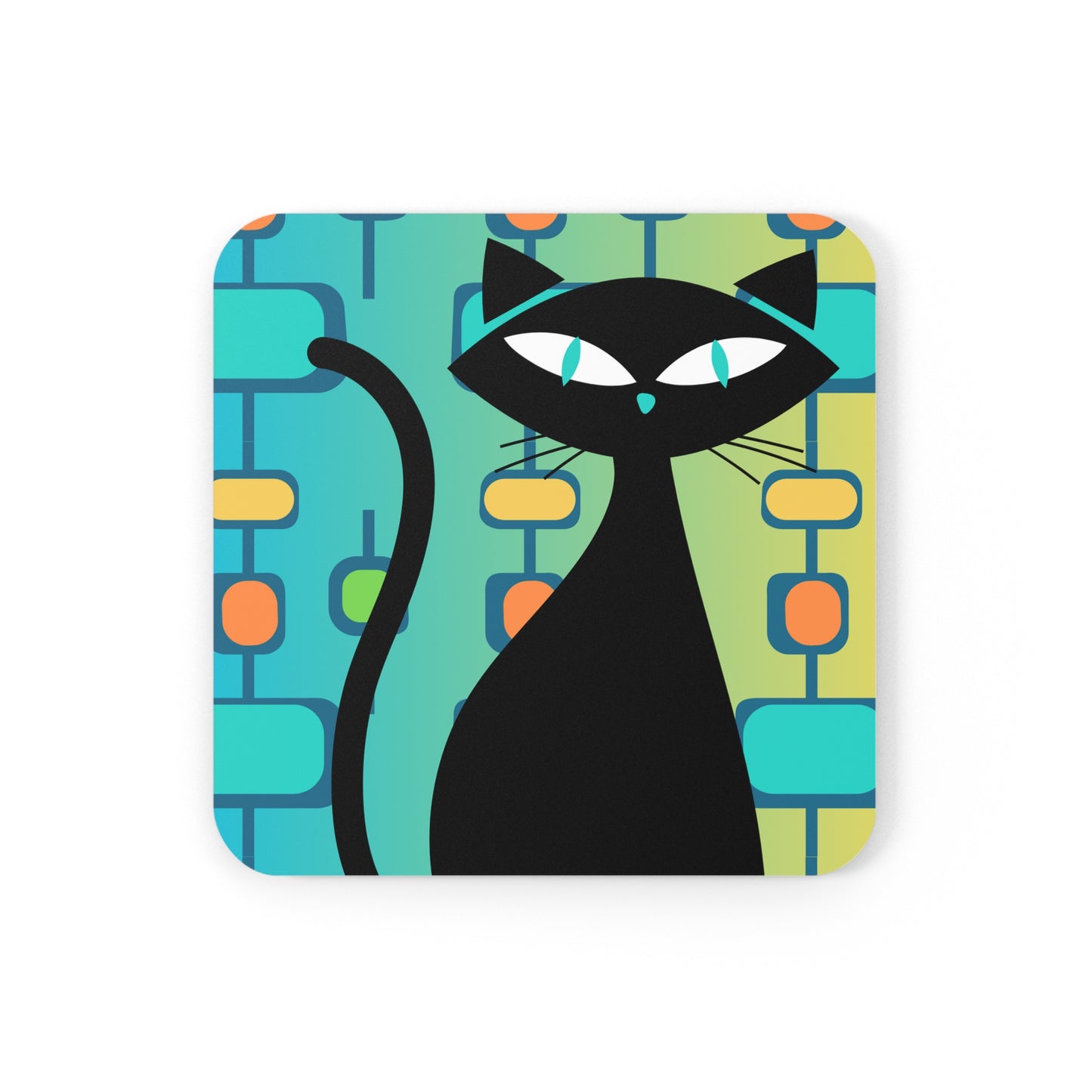 Atomic Cat Midcentury Modern Cocktail Corkwood Coaster Set