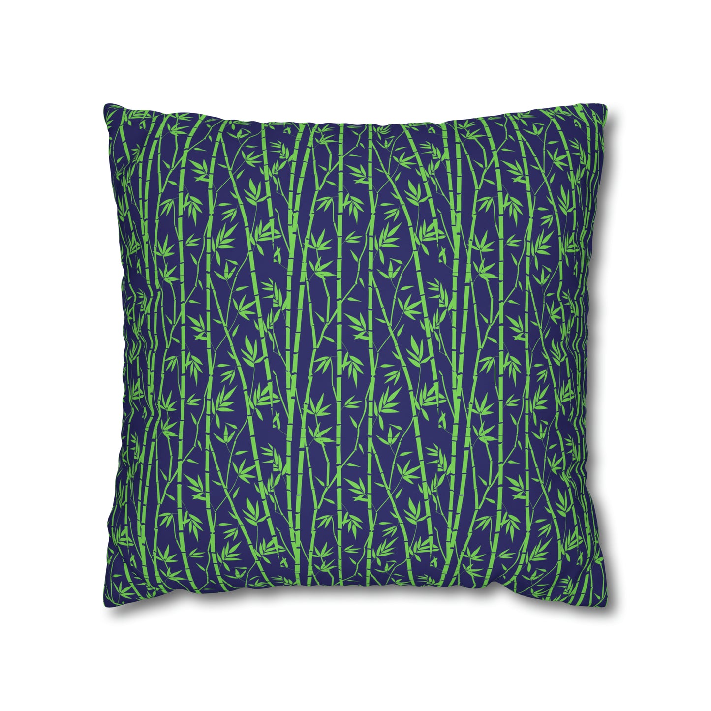 Bamboo Zen Meditation Garden Midnight Blue/Black Decorative Spun Polyester Pillow Cover