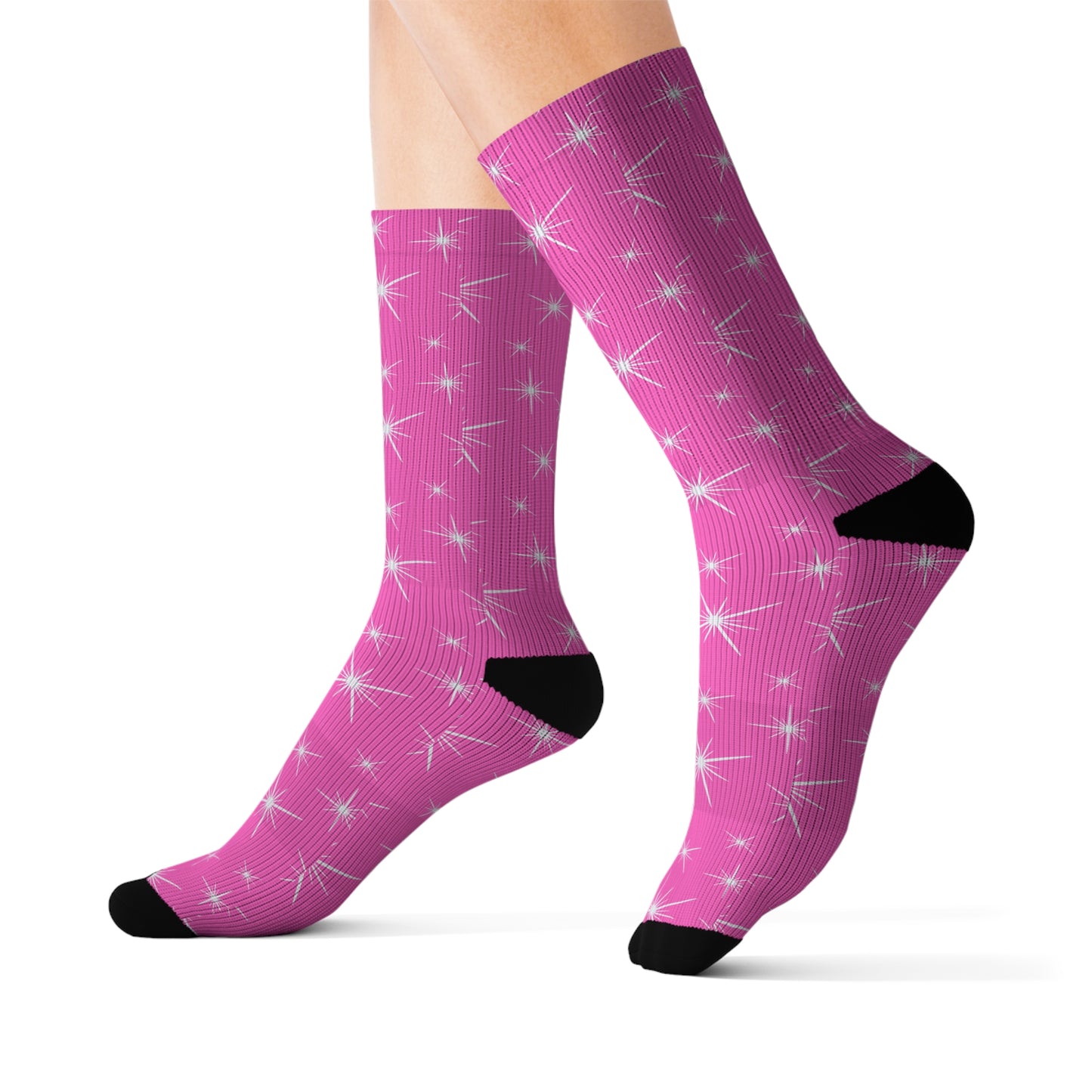 Midcentury Modern Stars Pink Sublimation Socks