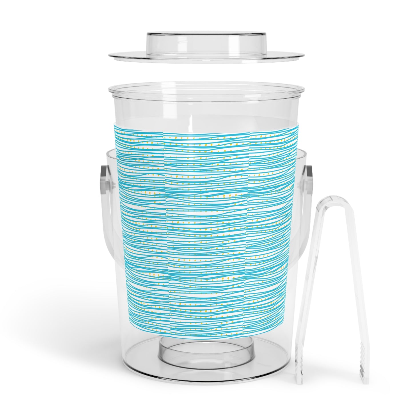 Coastal Sea Currents Ocean Waves Decorative Ice Bucket with Tongs
