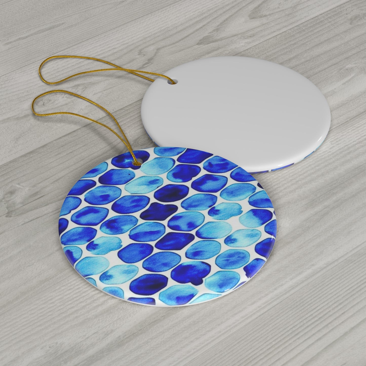 Blue Sea Glass Ceramic Ornament