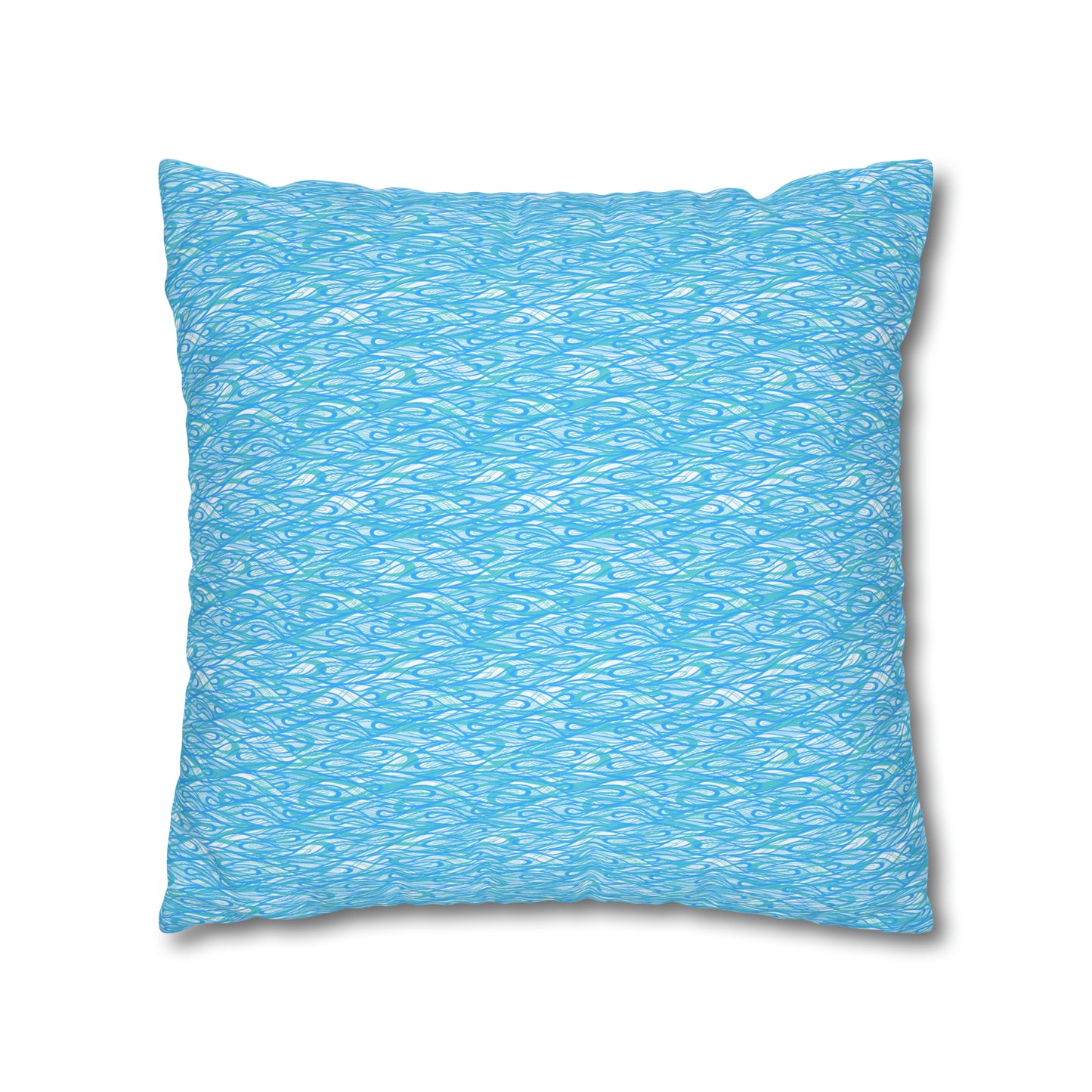 Wave Vibrations Turquoise Aqua Modern Coastal Pattern Decorative Spun Polyester Pillow Cover