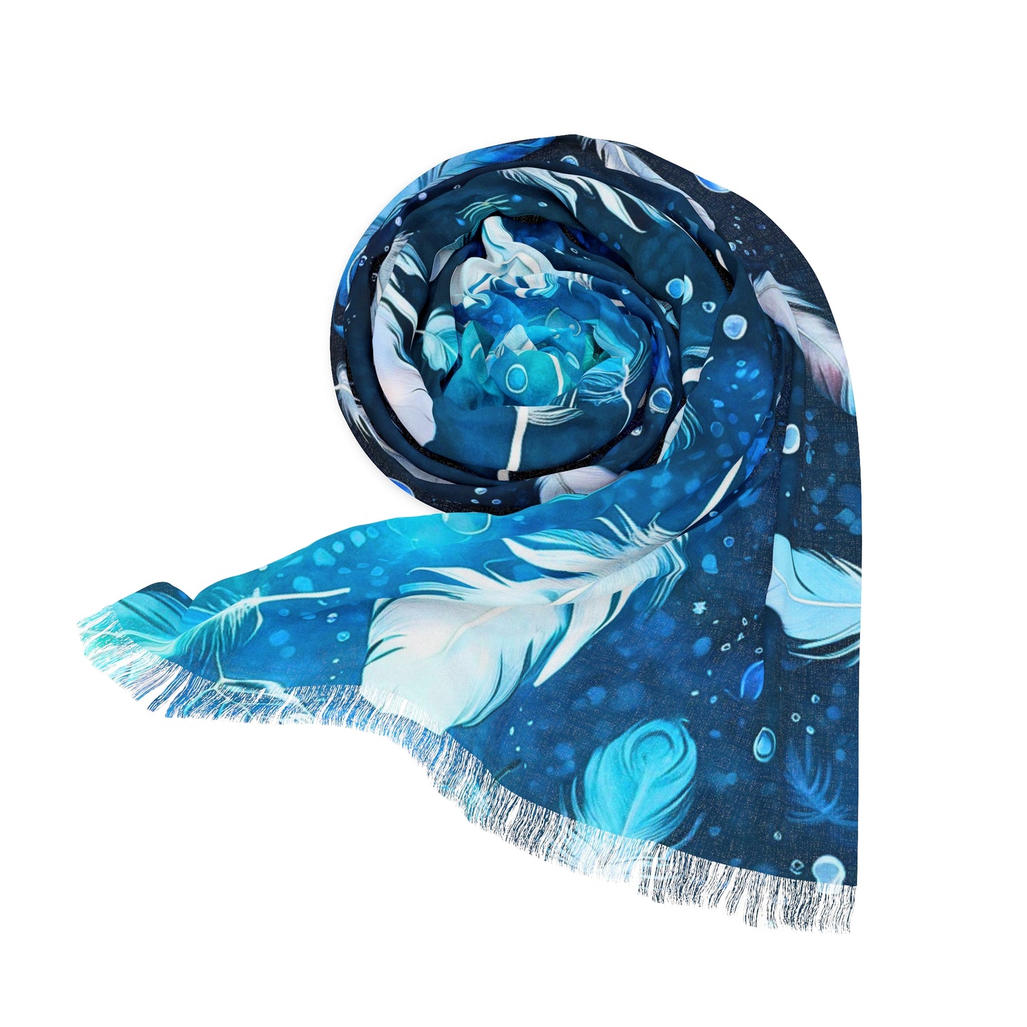 Sea of Feathers Decorative Fashionista Light Scarf with Fringe