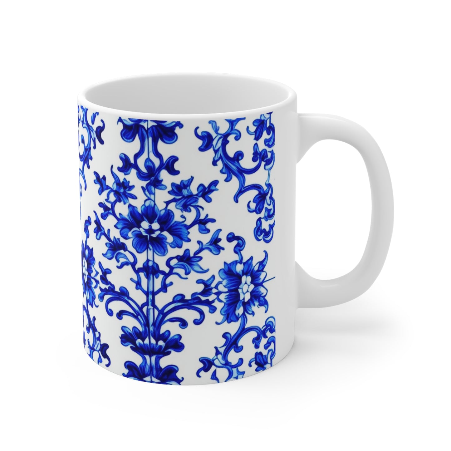 Portuguese Blue and White Tile Pattern Hot Beverage Coffee Tea Decorative Ceramic Mug 11oz