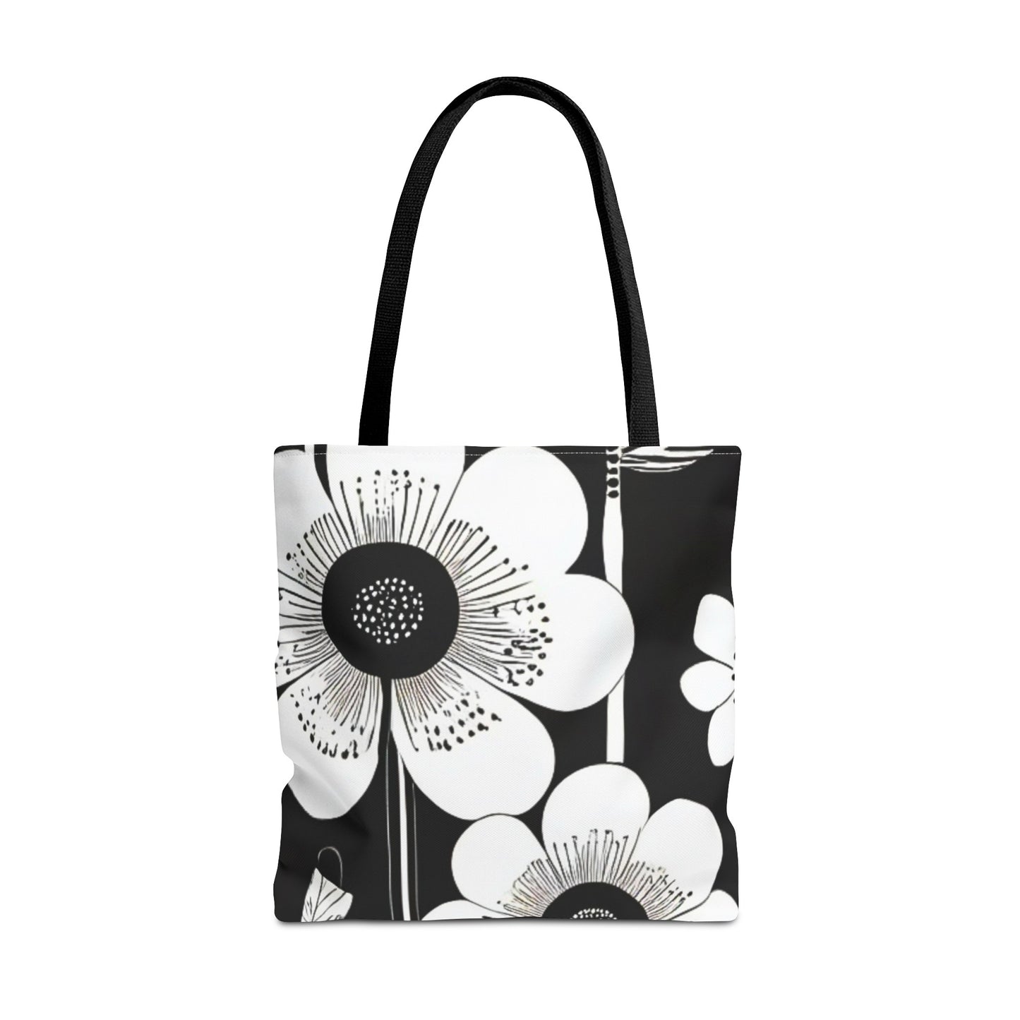 Black and White Poppies Mod 1960s Pop Art Book Tote Bag