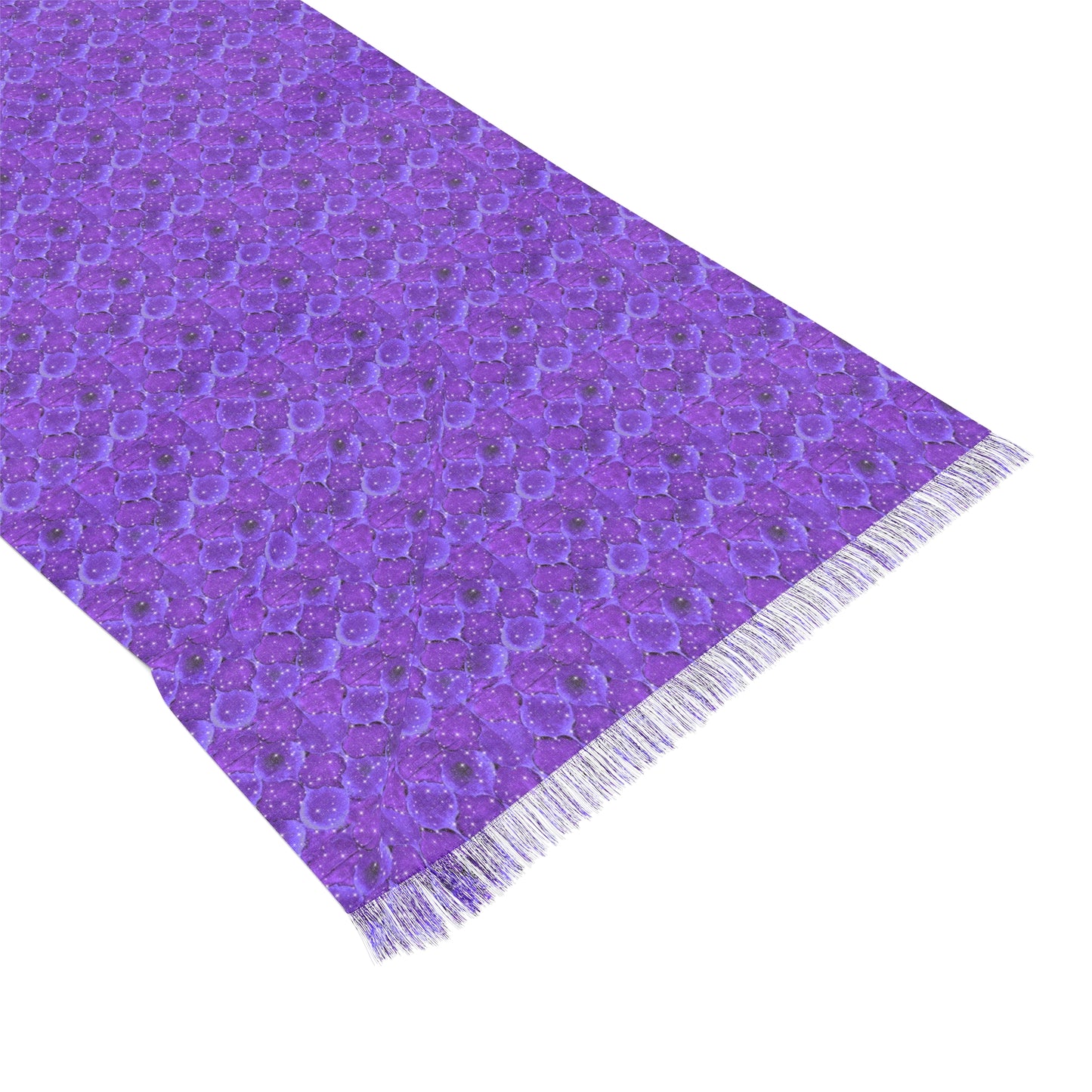 Aubergine Arabesque Stars Moroccan Tile Fashion Light Scarf with Fringe