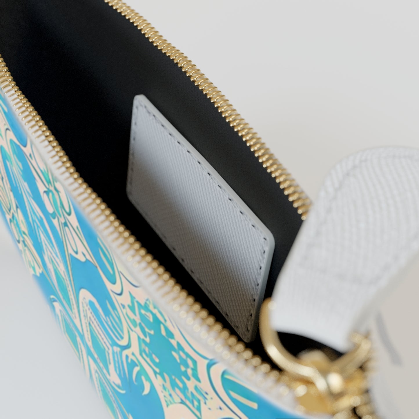 Greek Island Villa Tile Pattern Travel Vacation Coin Purse Mini Pouch Clutch Bag