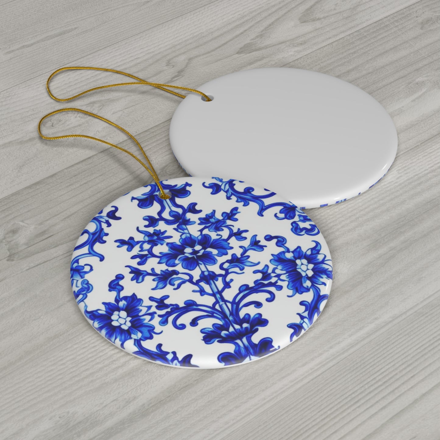 Portuguese Blue and White Tile Pattern Ceramic Ornament