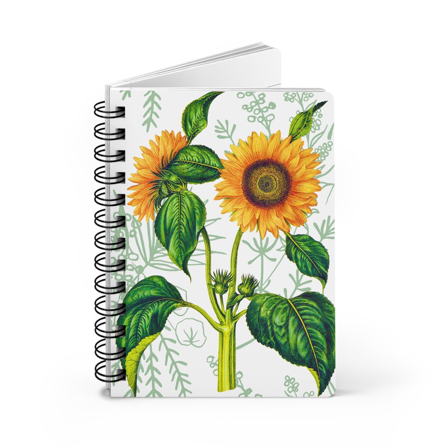Summer Sunflower Botanical Writing Sketch Inspiration Spiral Bound Journal