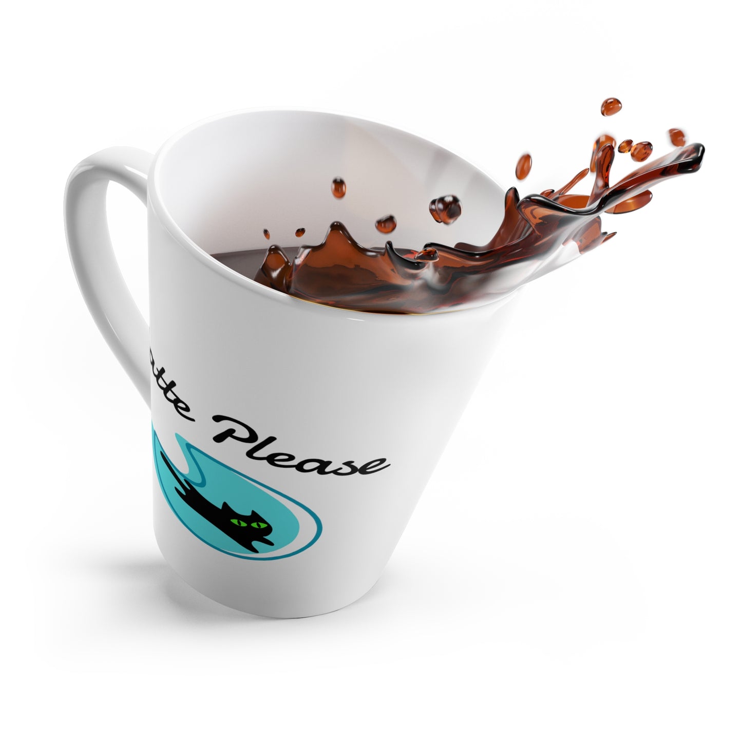 Latte Please Midcentury Modern Black Cat Hot Beverage Coffee Chia Tea Cappuccino Coffee Bar Latte Mug