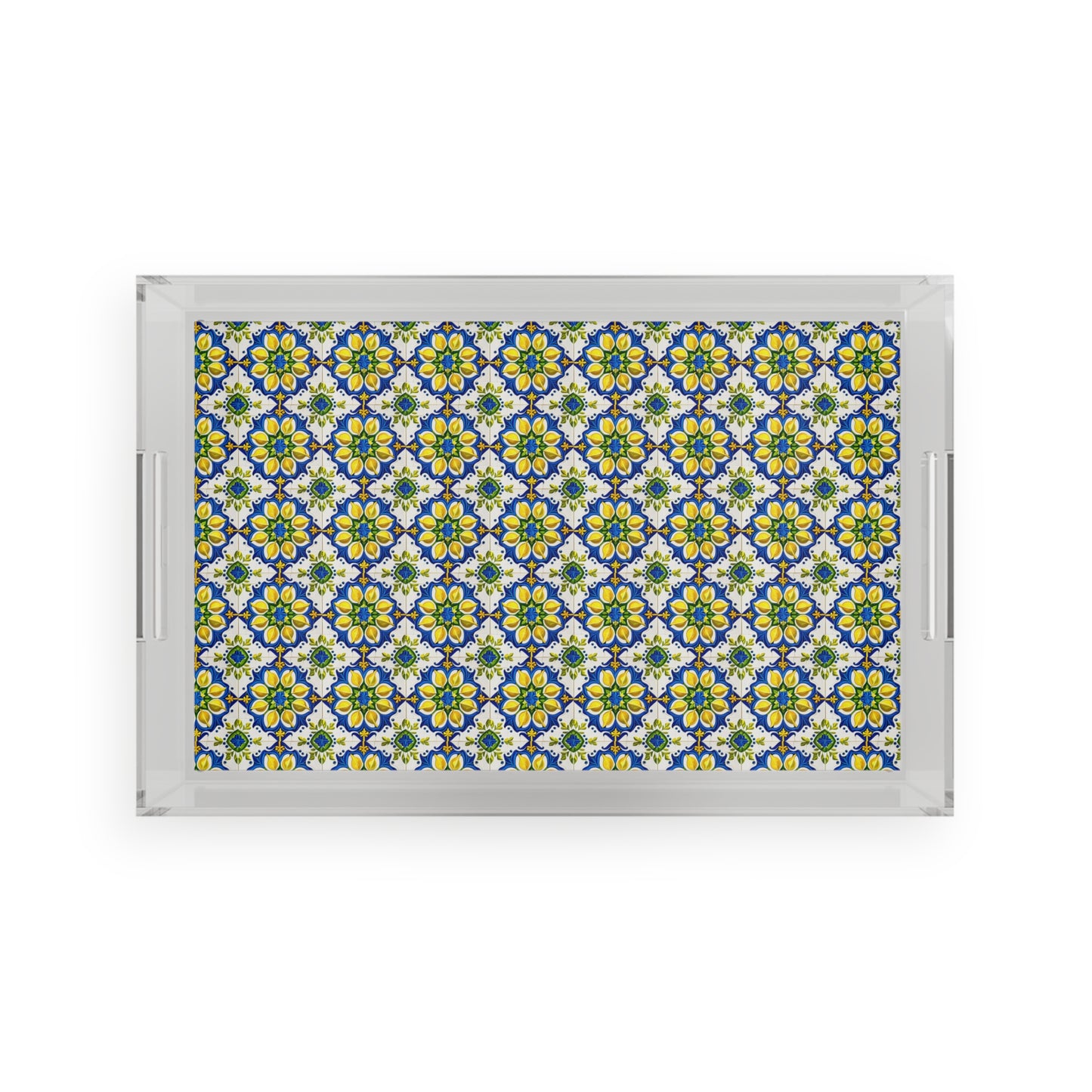 Island of Capri Limone Italian Durata Tile Pattern Entertaining Patio BeverageHome Decor Acrylic Serving Tray