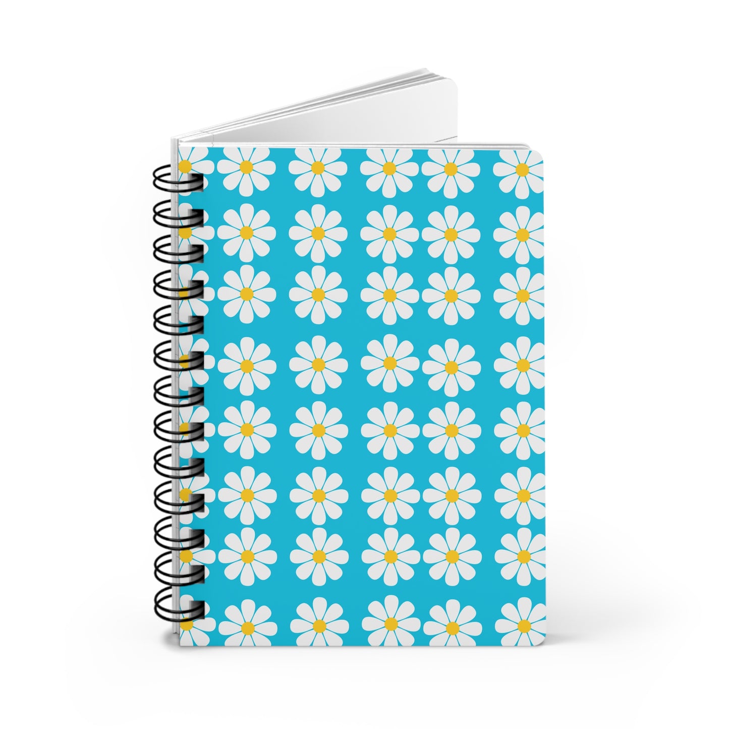 1968 Vintage Daisies Turquoise Writing Diary Sketch Spiral Bound Journal
