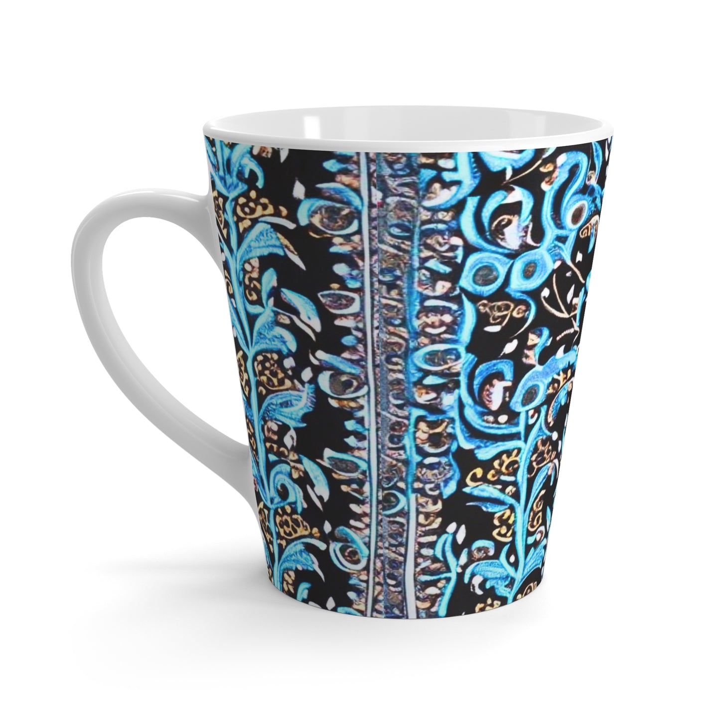 Coast of Mauritius Cloth Pattern Blue Turquoise Batik Hot Beverage Coffee Chia Tea Cappuccino Latte Mug