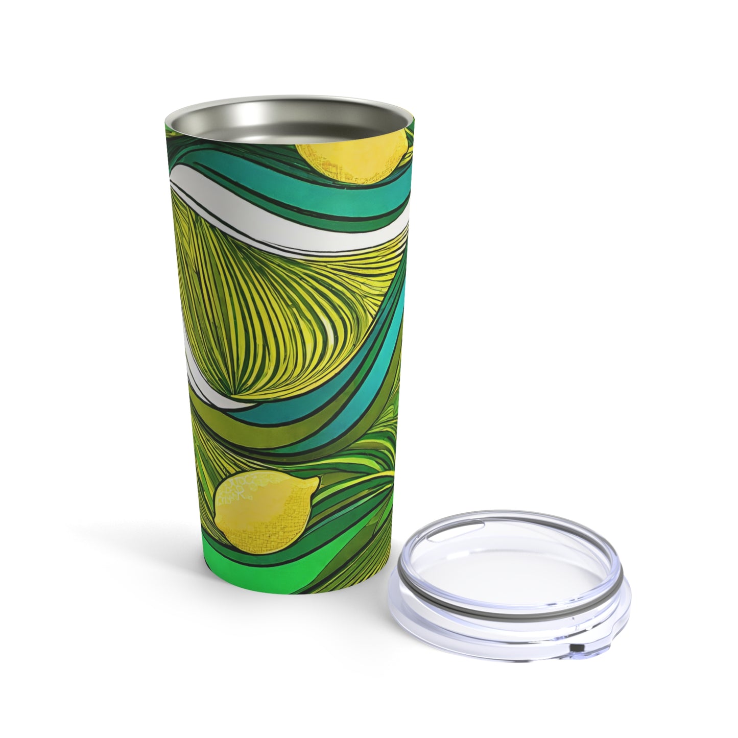 Modern Lemon Waves Hot Cold Juice Ice Tea Entertaining Beverage Tumbler 20oz